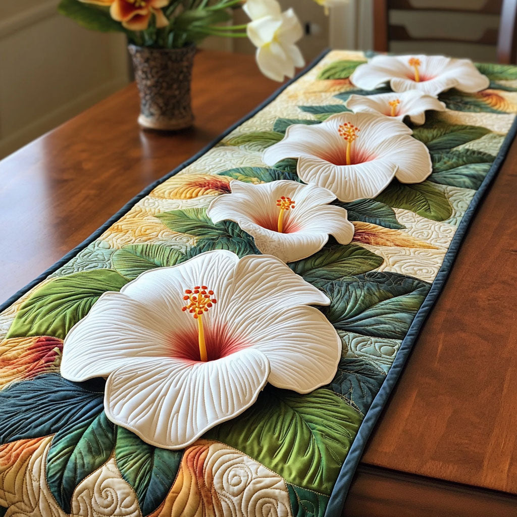 Elegant Blossoms Quilted Table Runner Tropical Kitchen Decor Good Family Gifts