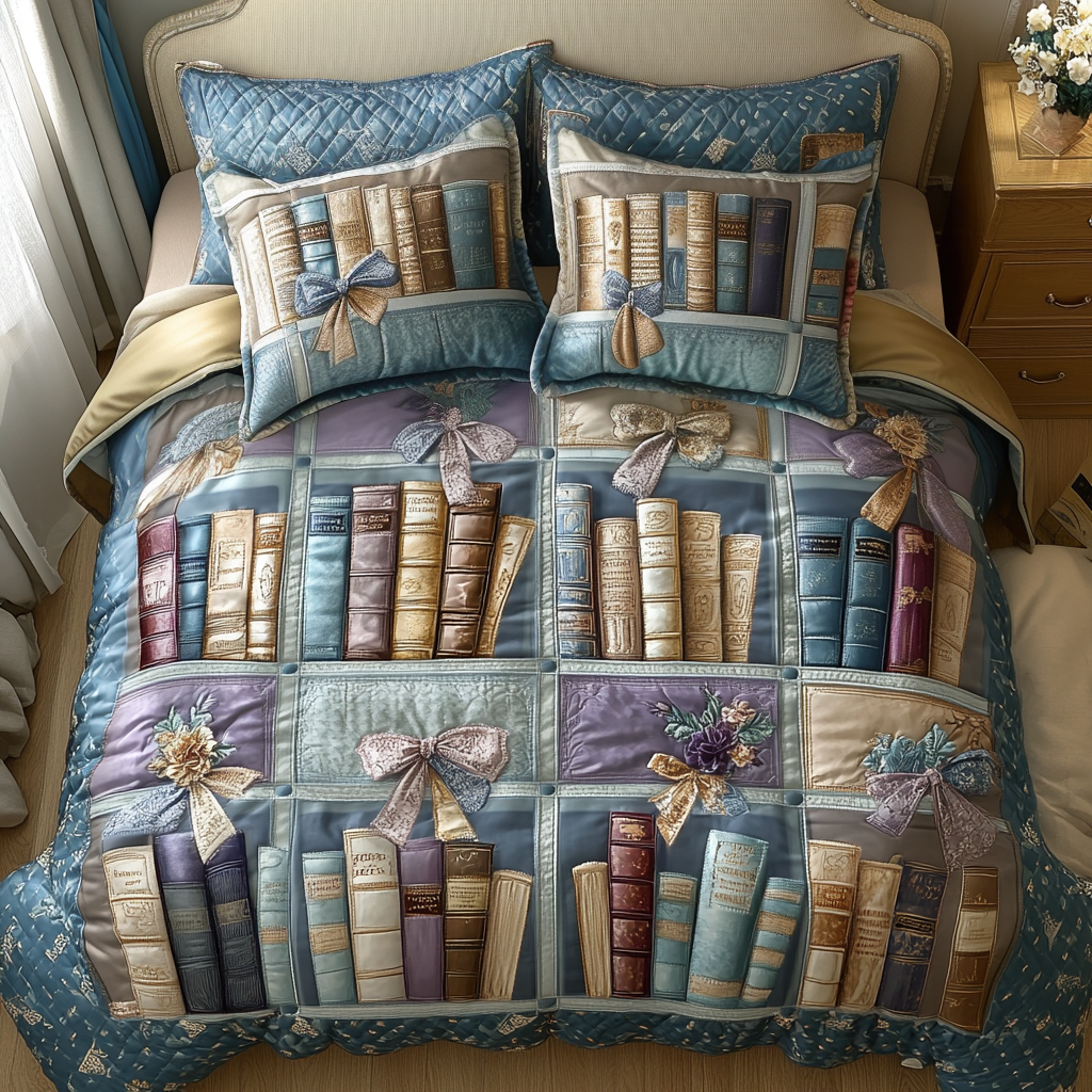 Elegant Books Quilted Bedding Set Best Comforter Sets Book Presents For Best Friends