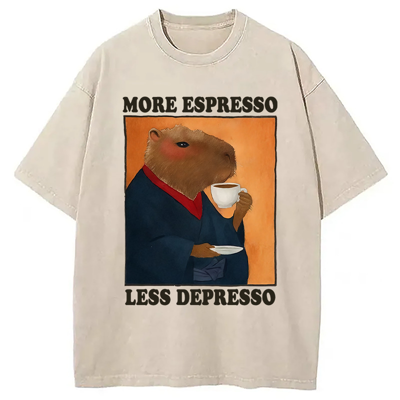 Elegant Capybara Washed T-Shirt Retro Humor Outfit Idea Gifts For Sister