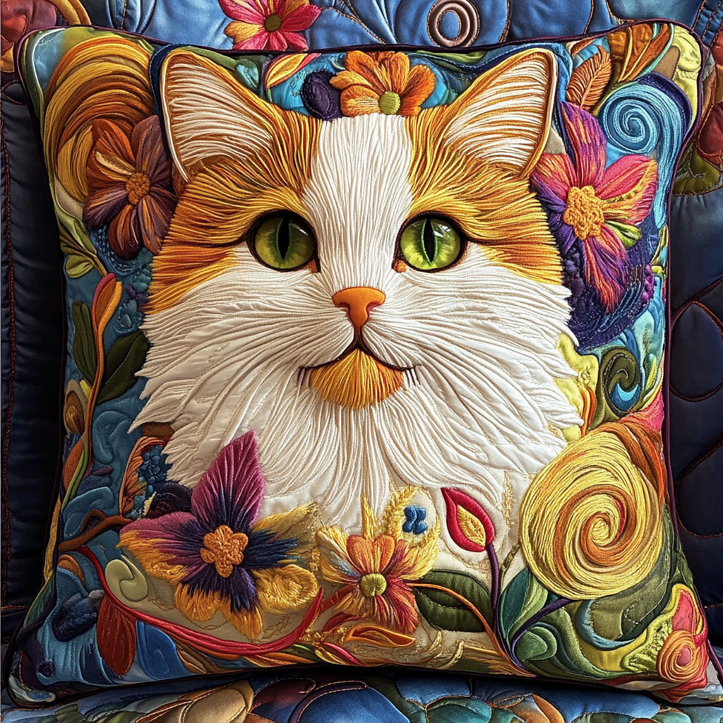 Elegant Cat Portrait Quilted Pillow Case Nice Pillow Covers Cat Presents For Christmas