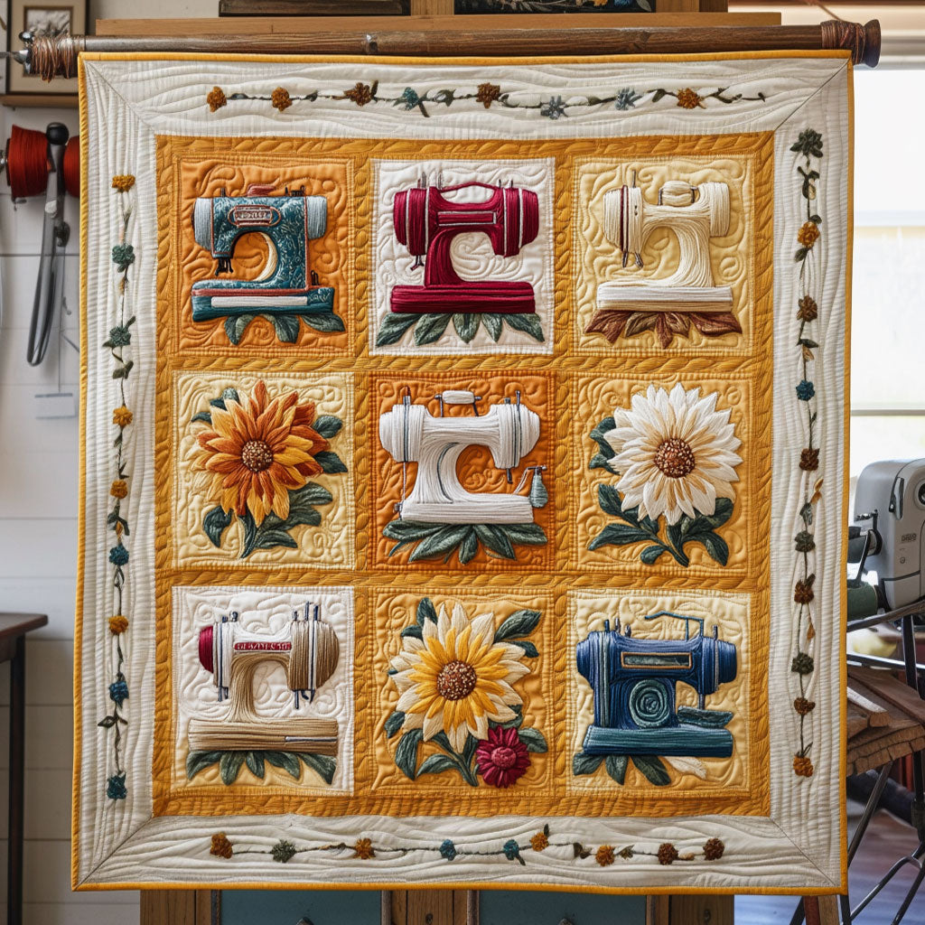 Elegant Chrysanthemum Sewing Machine Quilt Lightweight Quilt Blanket for Year-Round Comfort