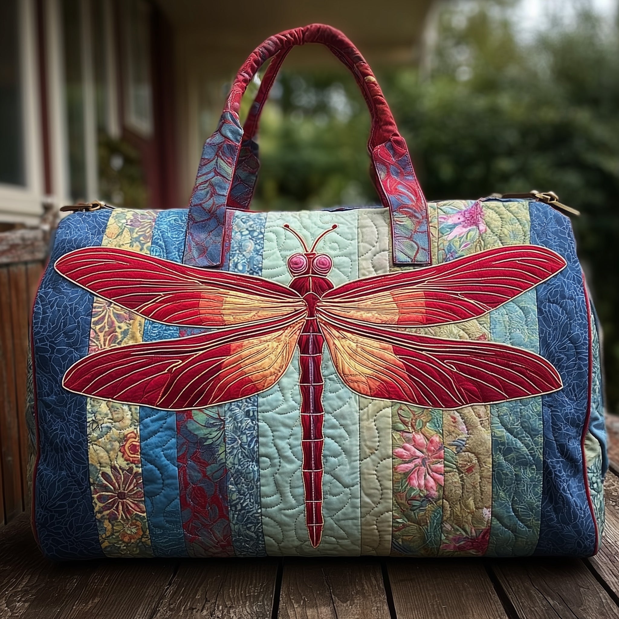 Elegant Dragonfly Quilted Duffle Bag Graduation Gift Idea