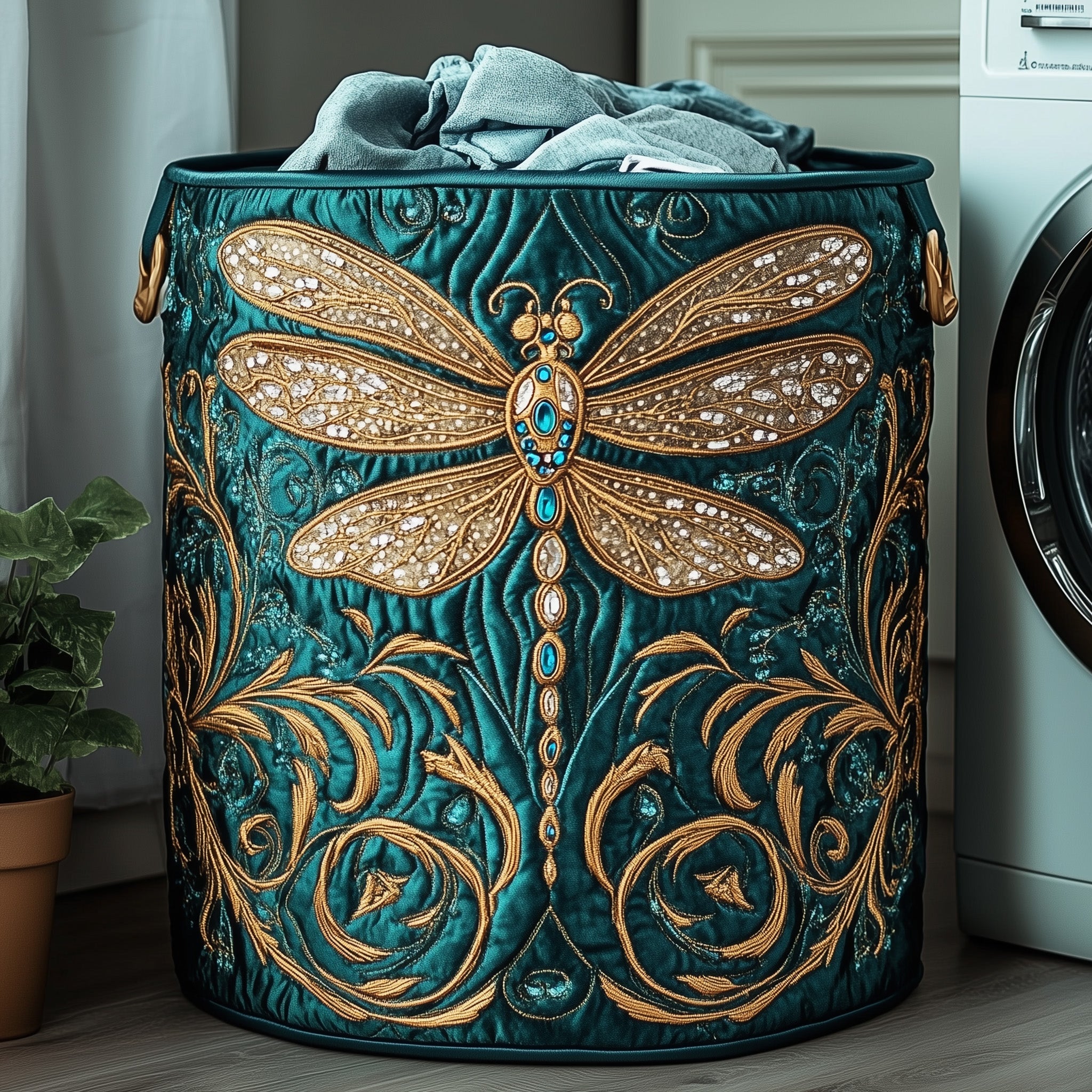 Elegant Dragonfly Quilted Laundry Basket Must-Have Laundry Essential