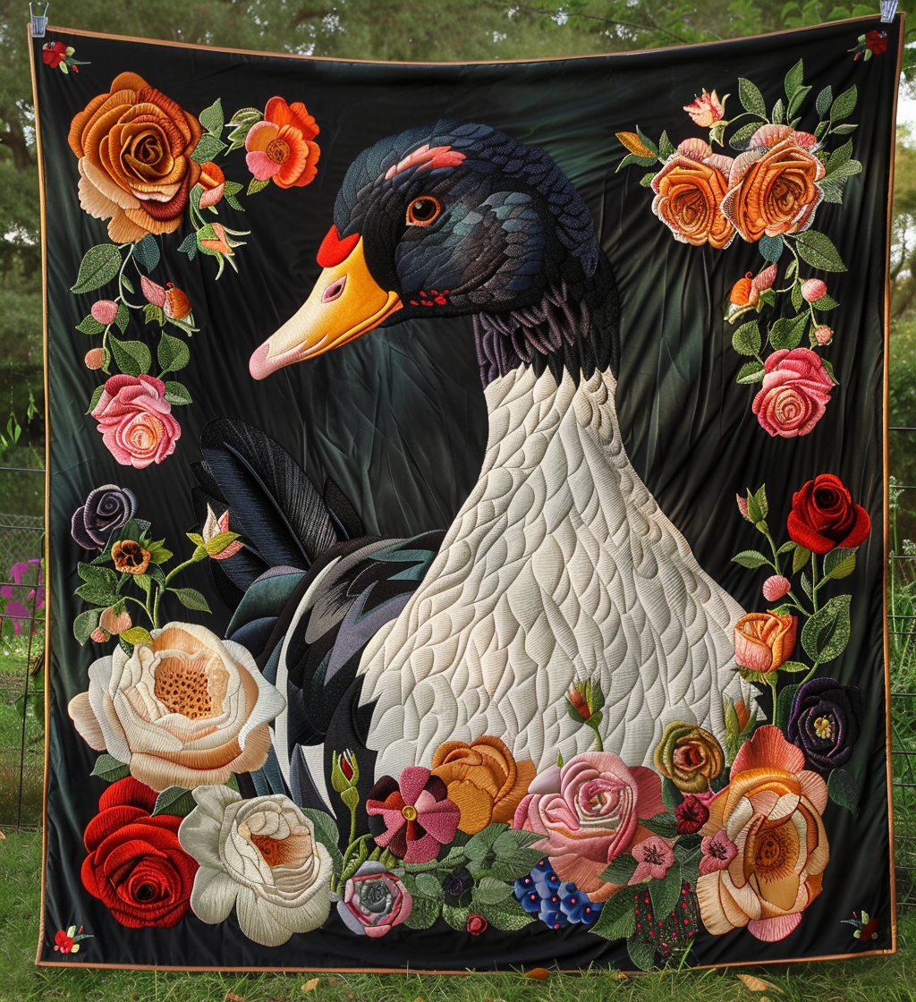 Elegant Duck Quilted Blanket Farm Animal Blanket