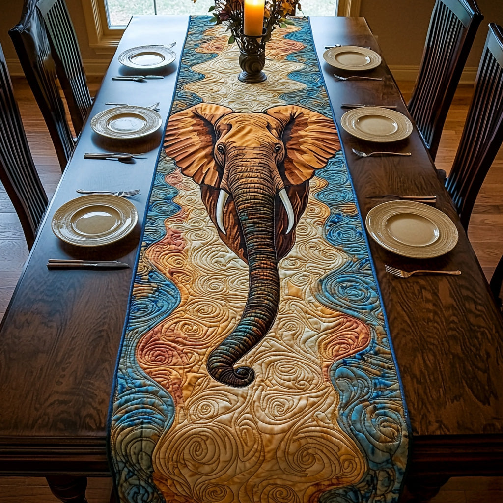 Elegant Elephant Quilted Table Runner Dinner Table Decor Ideas Cute Elephant Gifts For Women