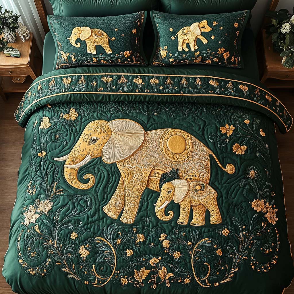Elegant Elephant Spirit Quilted Bedding Set Christmas Bedding Sets Gift For Elephant Lovers