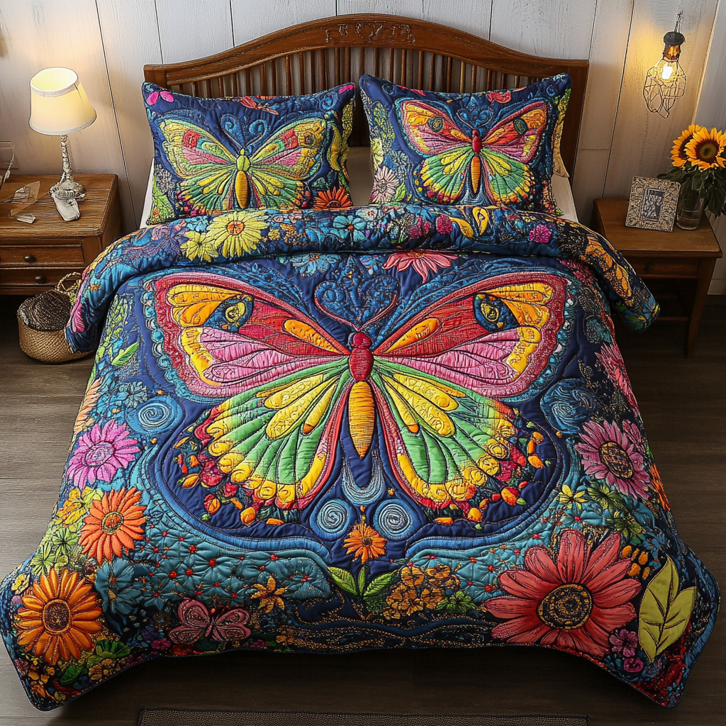 Elegant Escape Quilted Bedding Set Christmas Duvet Sets Butterfly Themed Presents