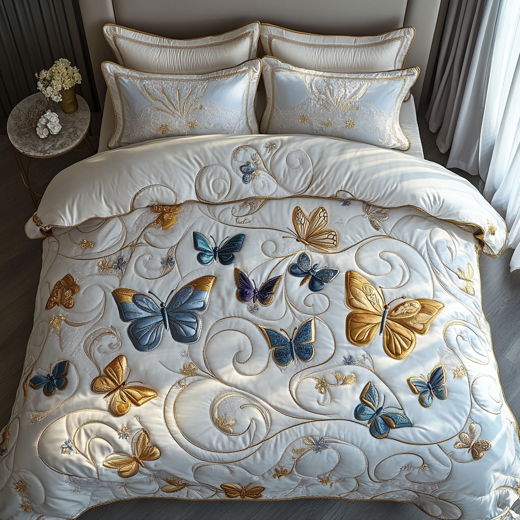 Elegant Flight Quilted Bedding Set Bed Decor Ideas Butterfly Birthday Gift Ideas