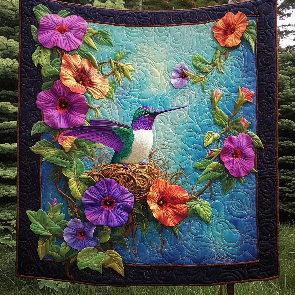 Elegant Flight Quilted Blanket Bedroom Decor Christmas Unique Gifts For Hummingbird Lovers