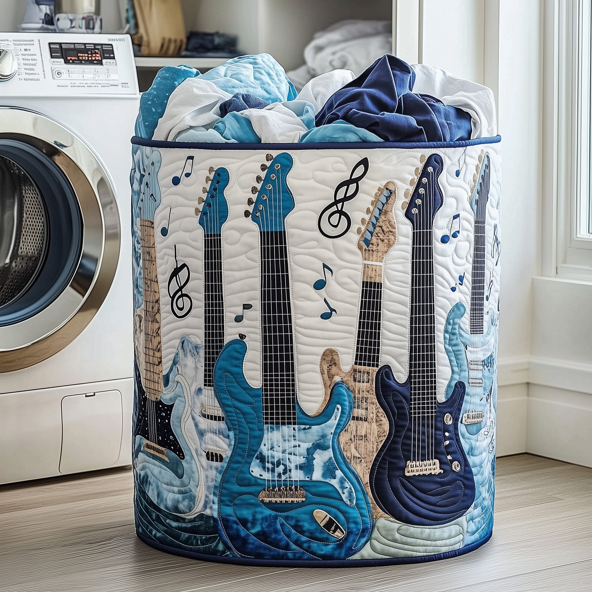 Elegant Guitar Quilted Laundry Basket Cool Music Tools Unique Gift For Enthusiasts