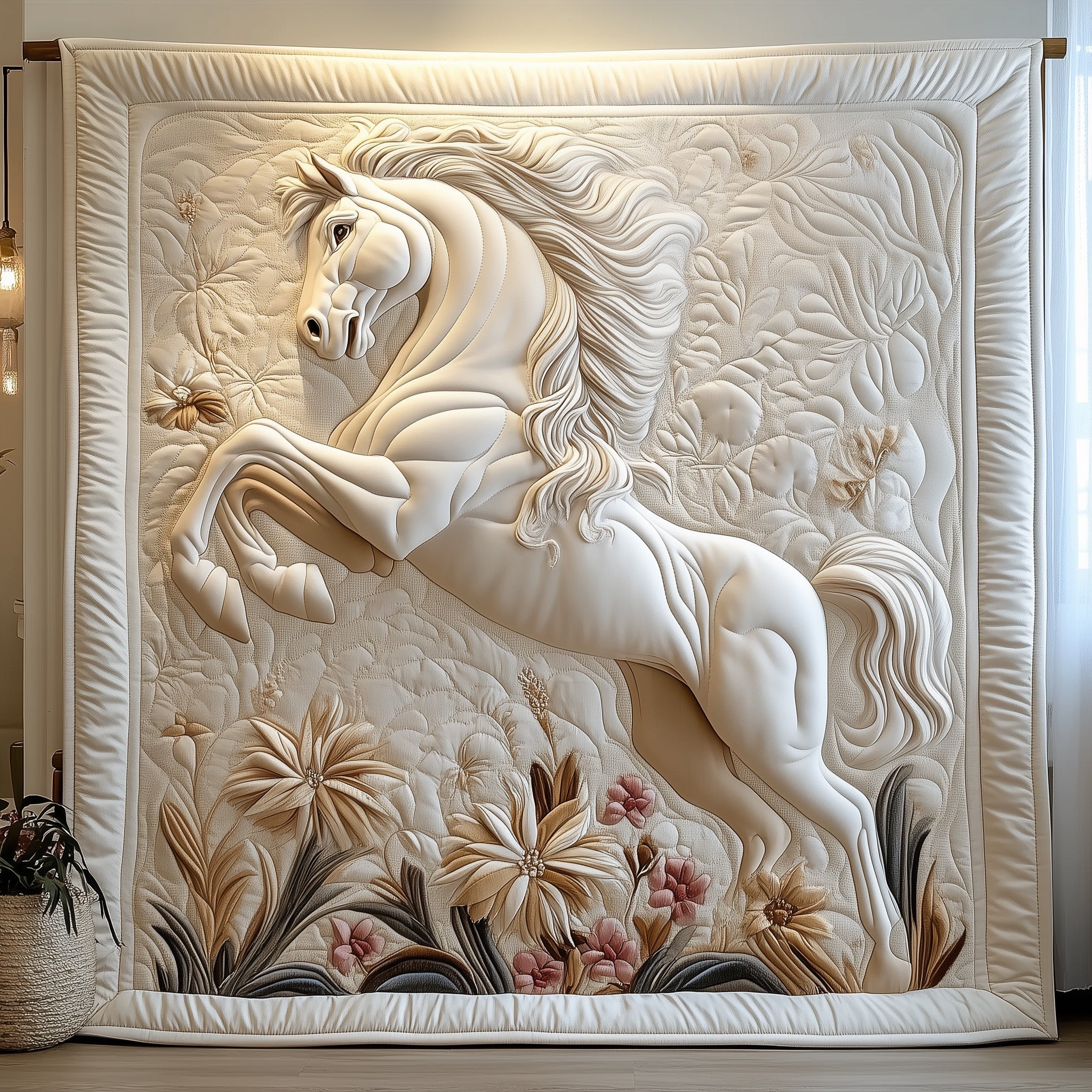 Elegant Horse Quilted Blanket Couch Throw BlanketBest Christmas Gifts For Horse Lovers