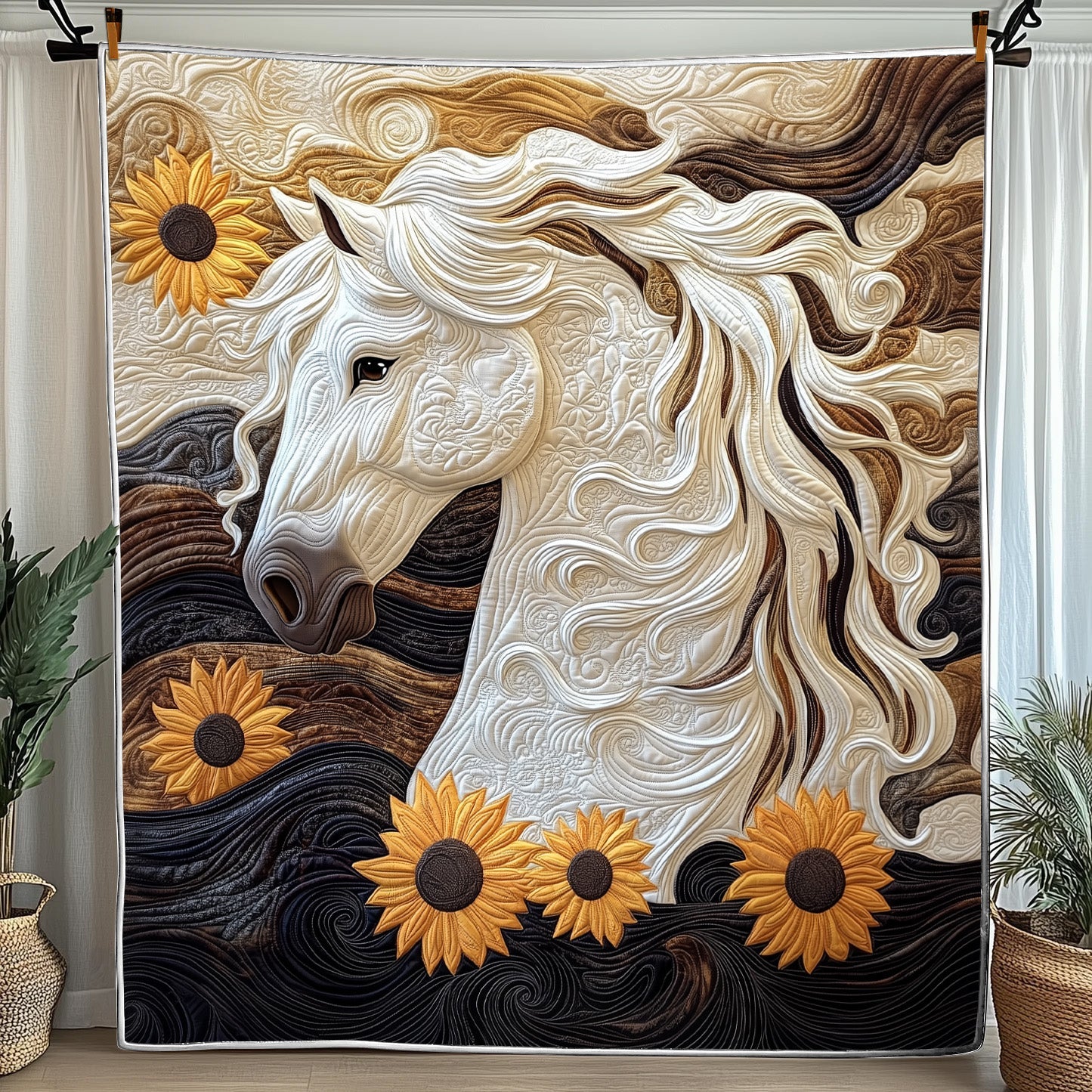 Elegant Horse Quilted Blanket Couch Throw BlanketChristmas Gifts For Horse Lovers