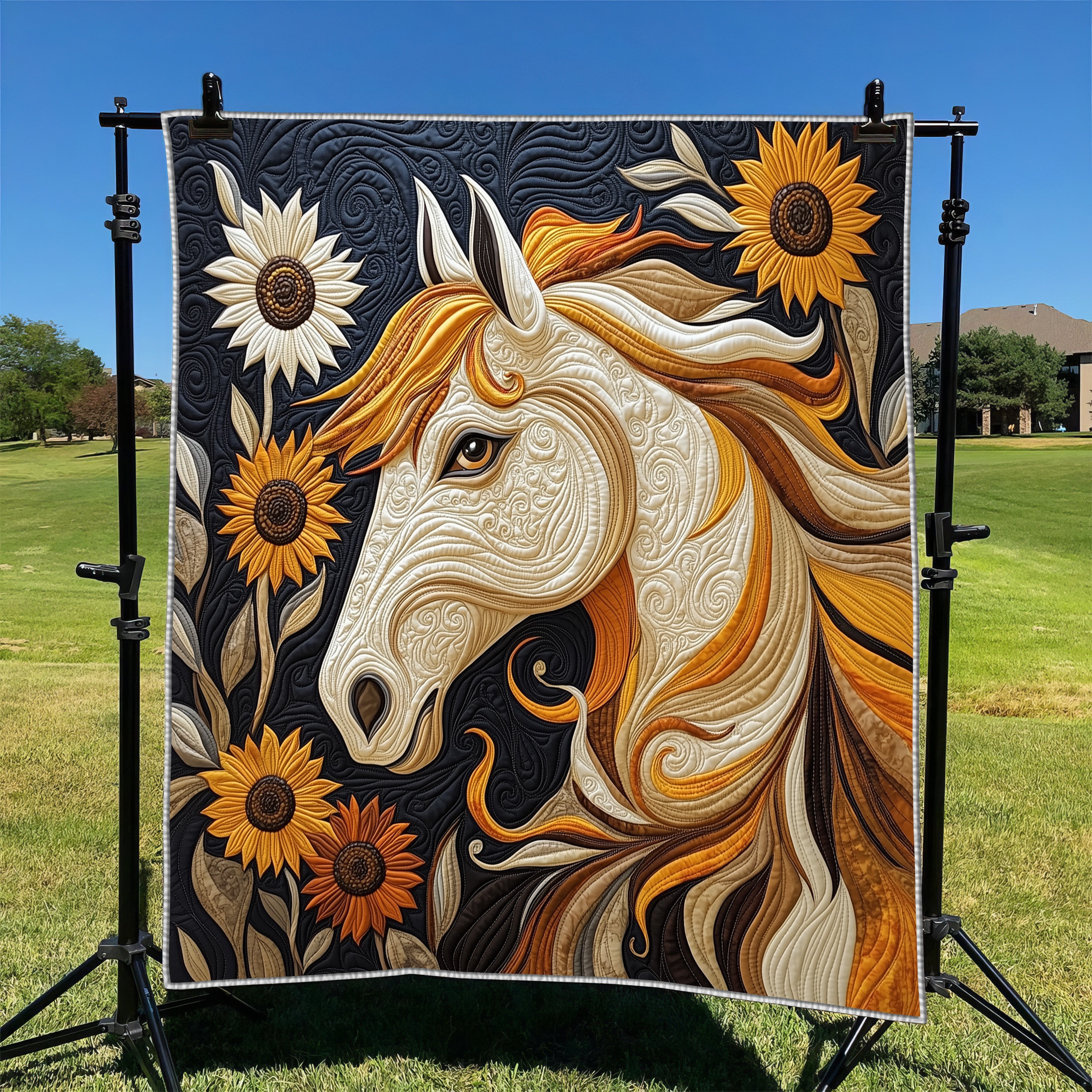 Elegant Horse Quilted Blanket Couch Throw BlanketChristmas Gifts For Horse Owners