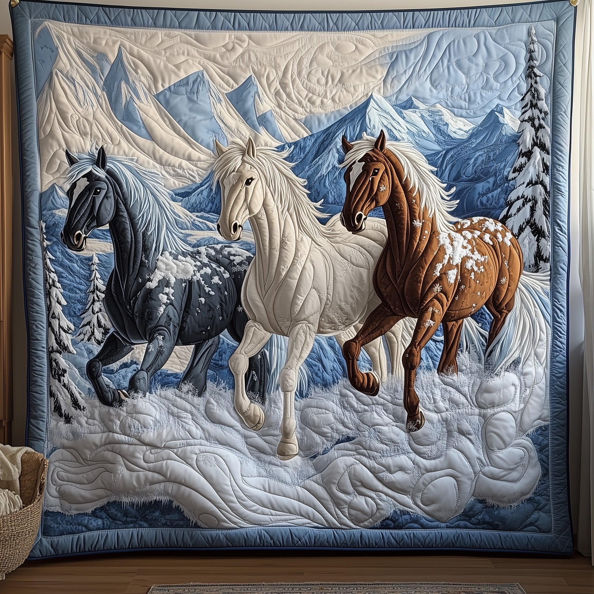 Elegant Horse Quilted Blanket Couch Throw BlanketCool Gifts For Horse Lovers