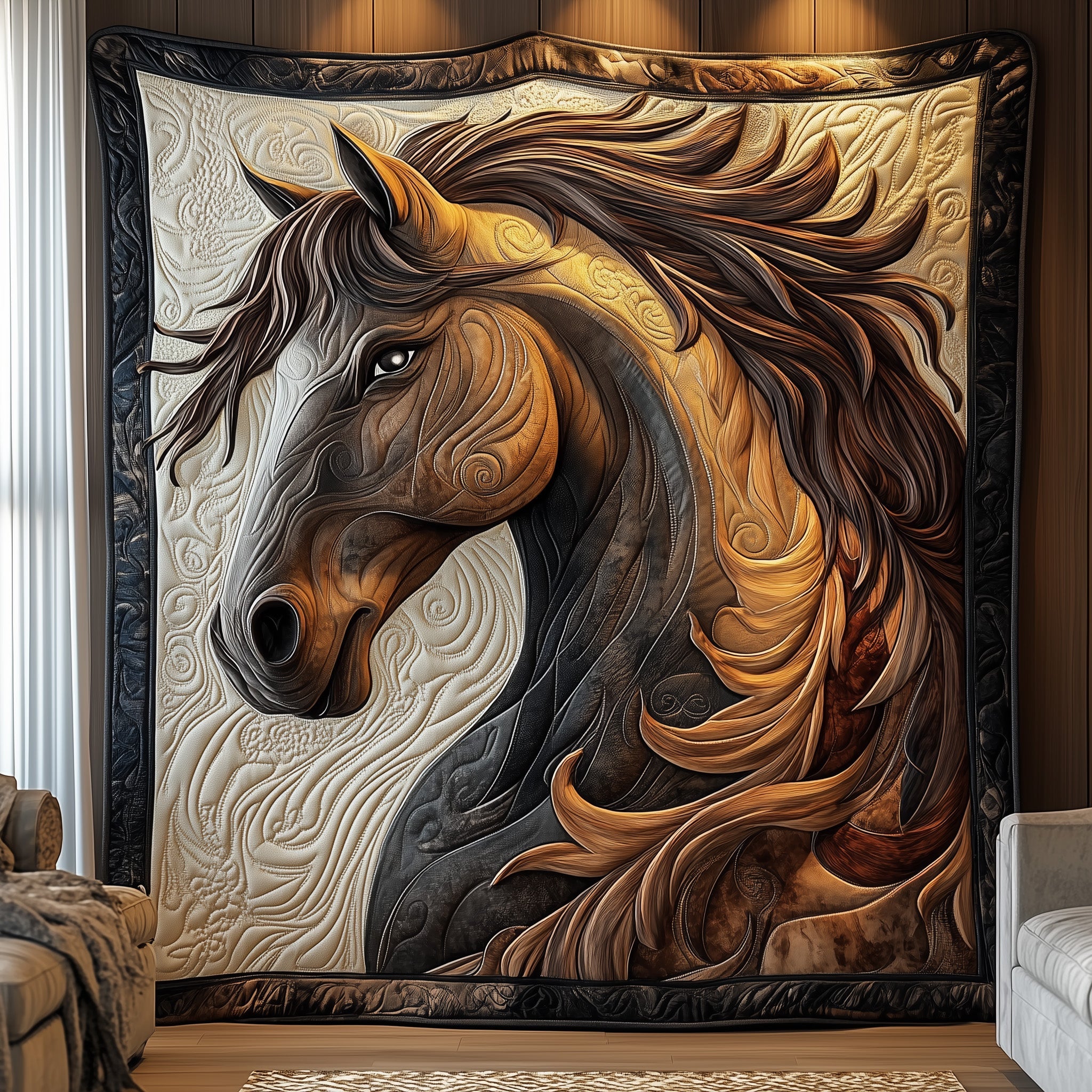 Elegant Horse Quilted Blanket Couch Throw BlanketEquestrian Gifts For Christmas