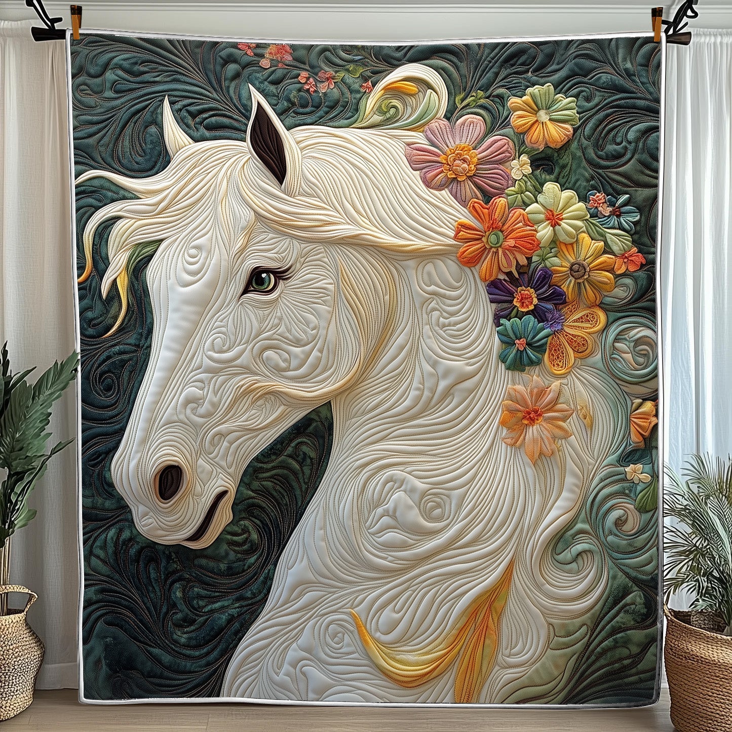 Elegant Horse Quilted Blanket Couch Throw BlanketGifts For Horse People