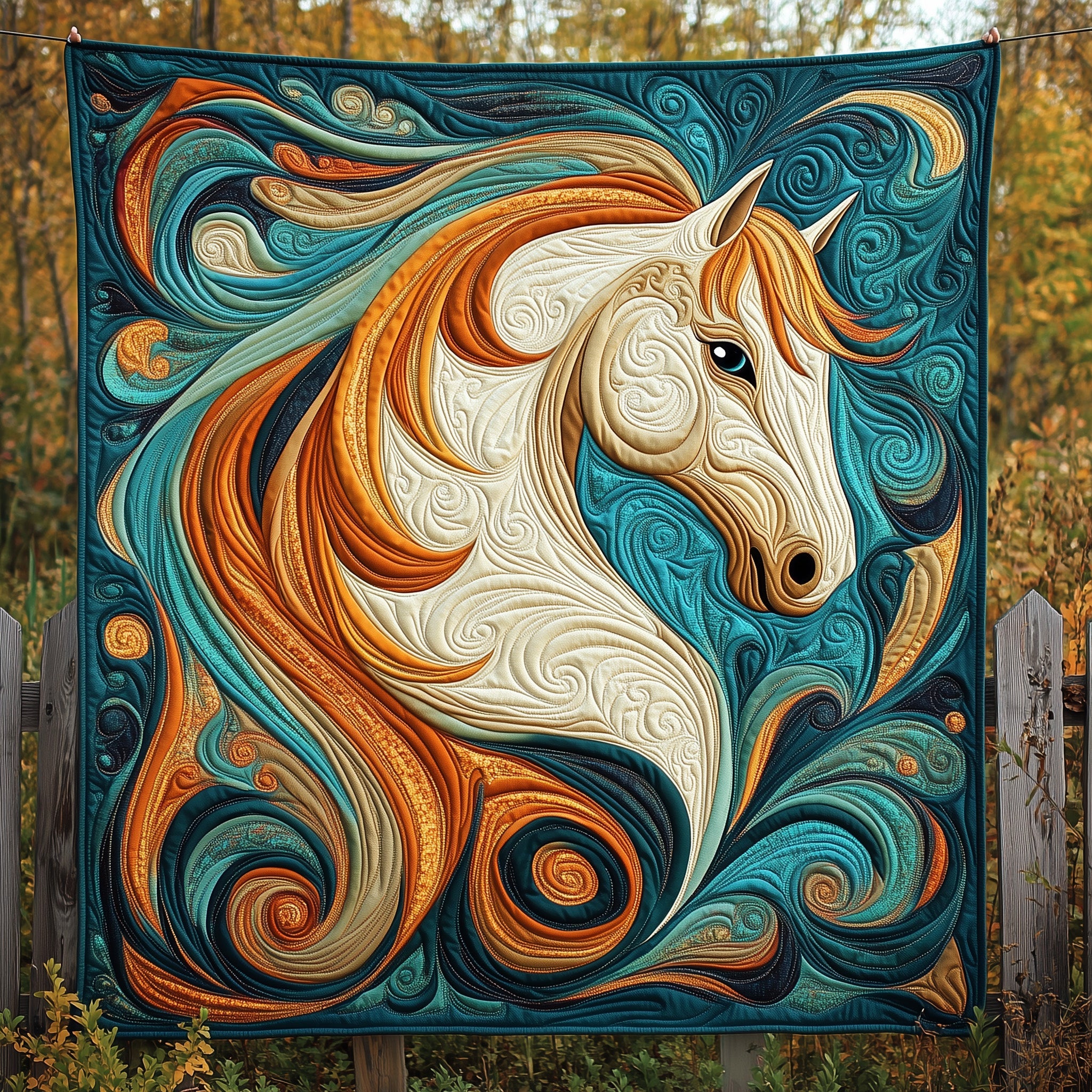 Elegant Horse Quilted Blanket Couch Throw BlanketGifts For Horsey Ladies