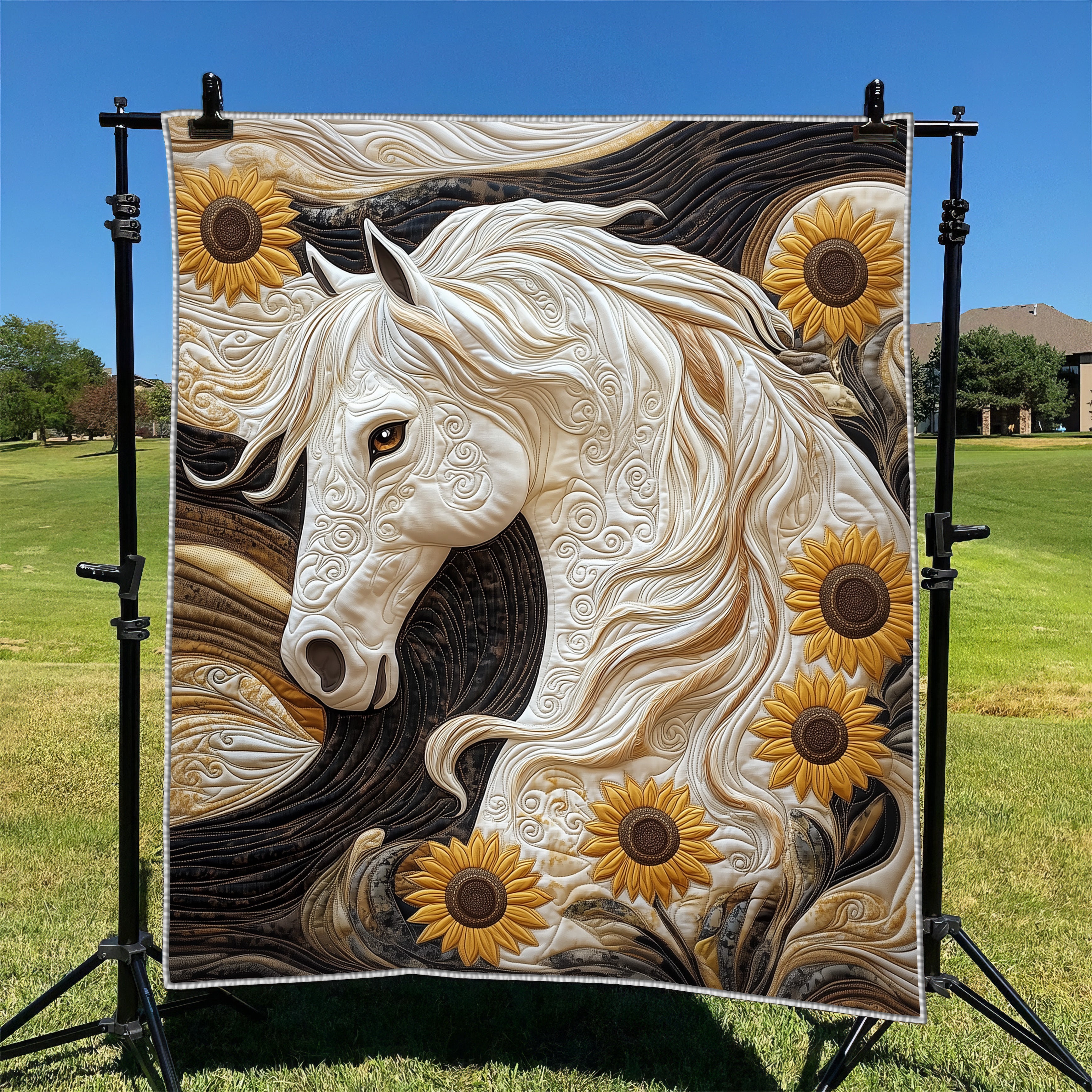 Elegant Horse Quilted Blanket Couch Throw BlanketGreat Gifts For Horse Lovers