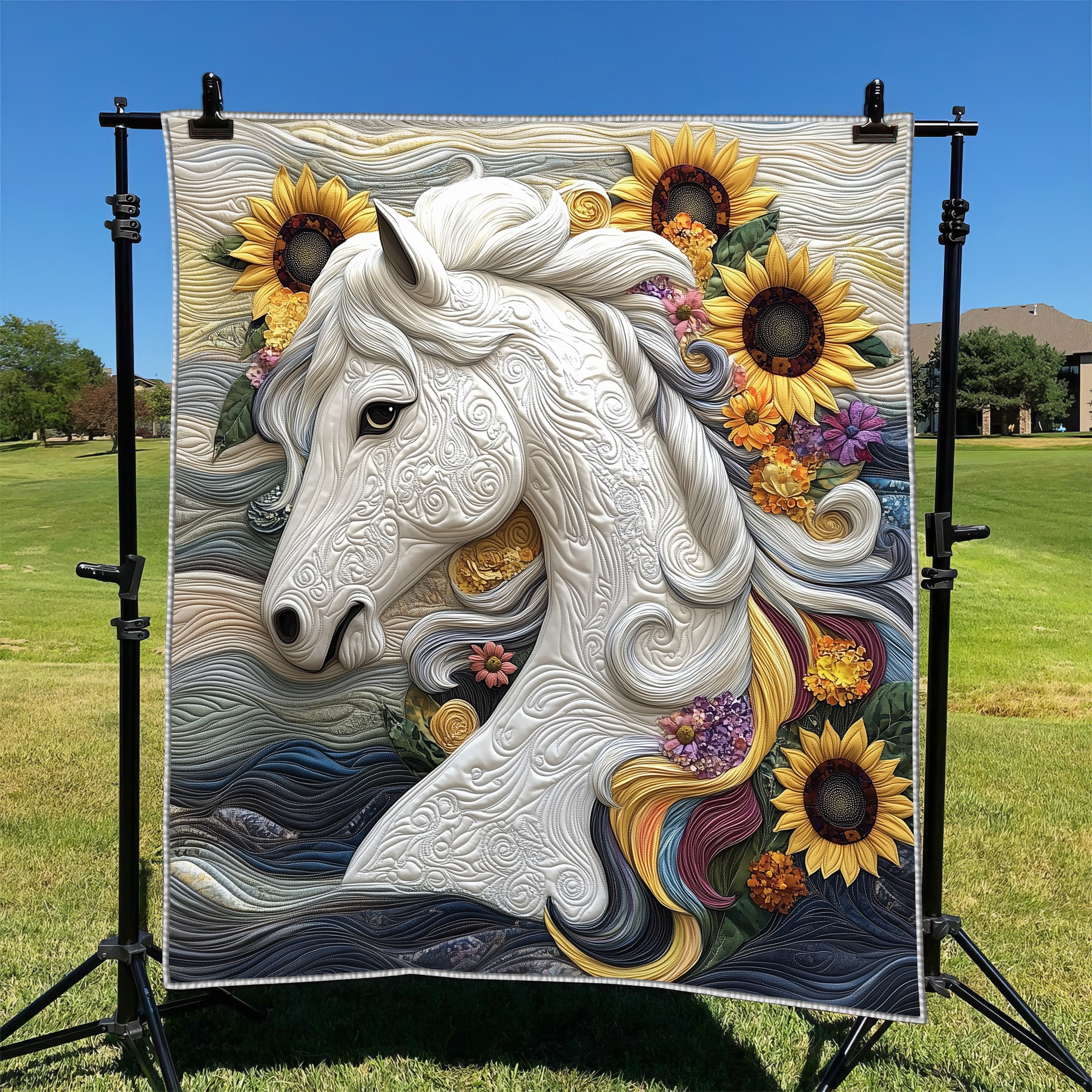 Elegant Horse Quilted Blanket Couch Throw BlanketXmas Horse Gifts For Adults