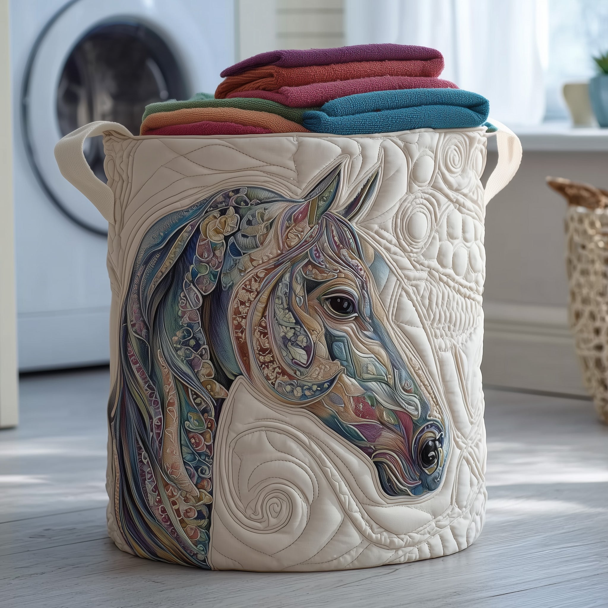Elegant Horse Quilted Laundry Basket Gifts For Horse People