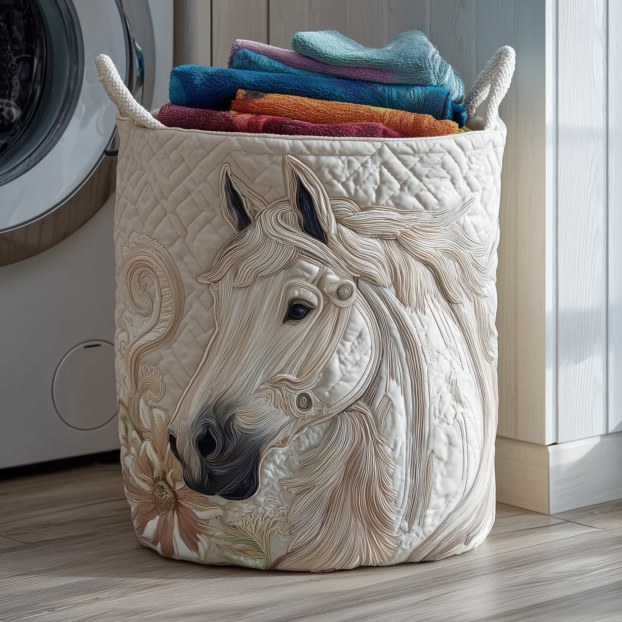 Elegant Horse Quilted Laundry Basket Gifts For People Who Like Horses