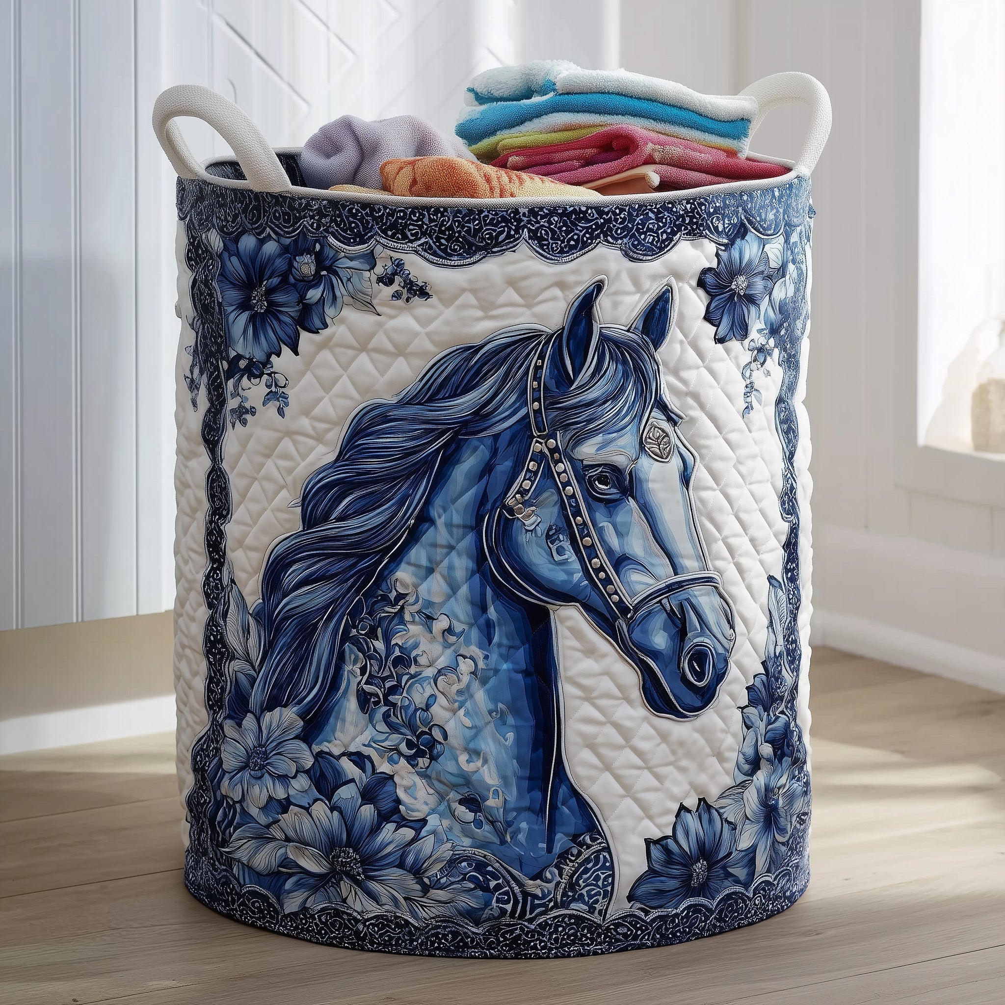 Elegant Horse Quilted Laundry Basket Great Gifts For Horse Lovers