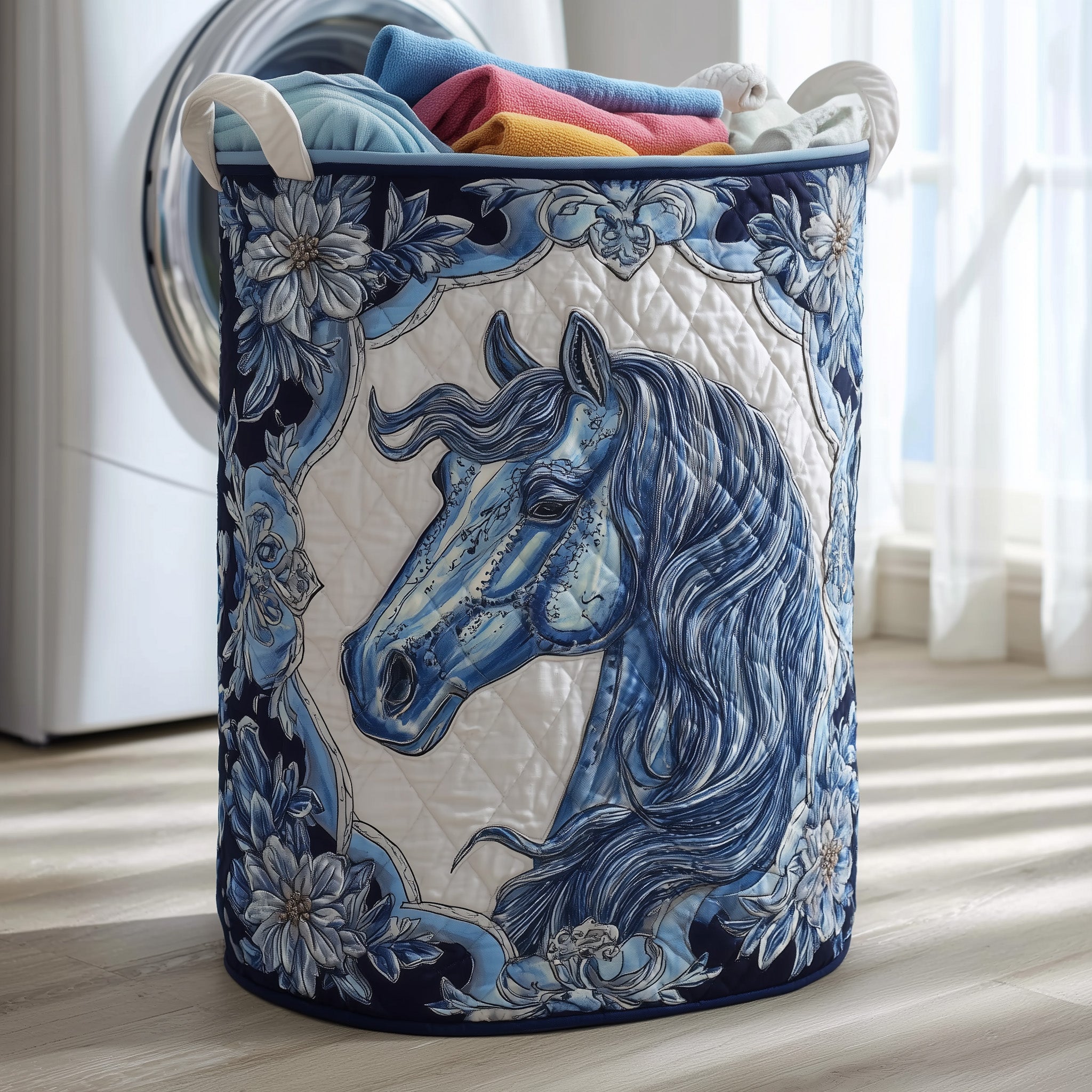 Elegant Horse Quilted Laundry Basket Horse Themed Gifts For Adults