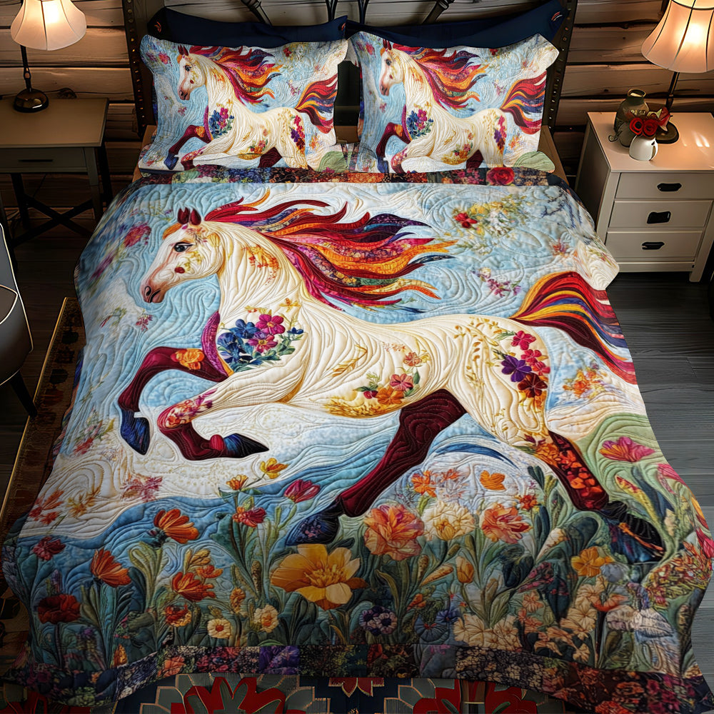 Elegant Horse Running Quilted Bedding Set Full Size Sheets Brother In Law Gifts For Christmas