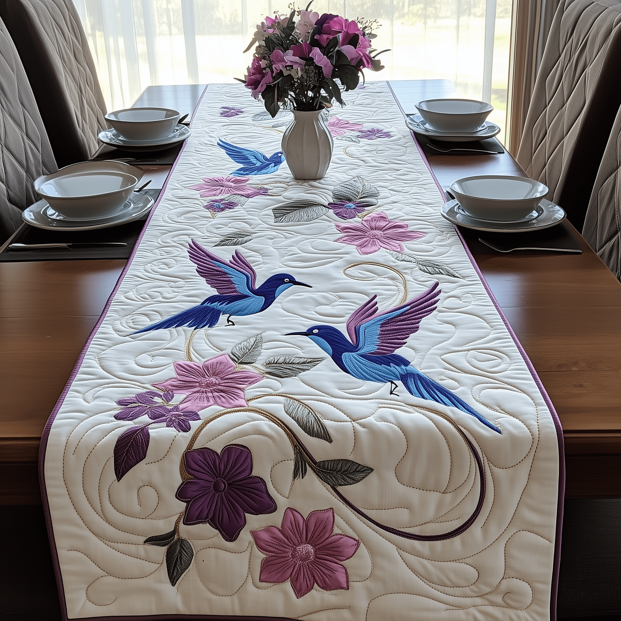 Elegant Hummingbird Quilted Table Runner Merchandise Hummingbird Stuff To Buy Xmas Gifts