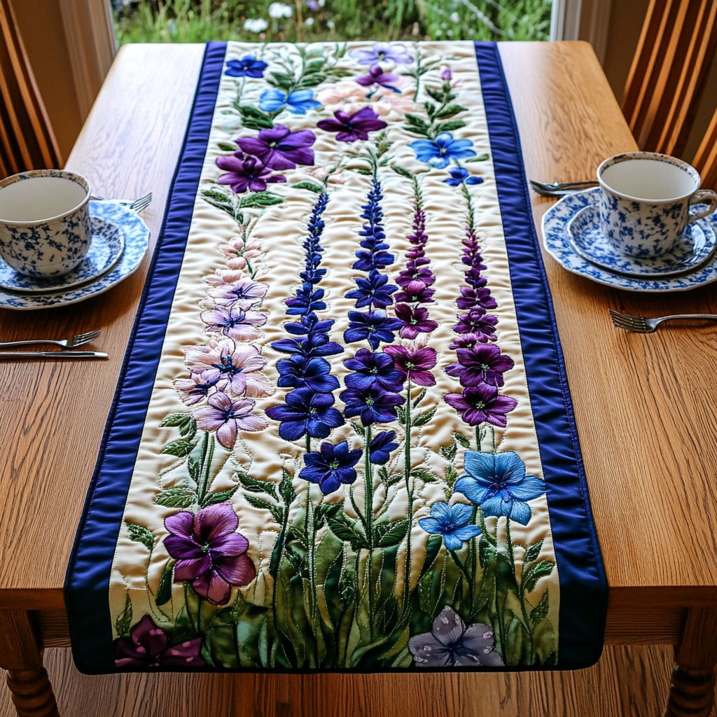 Elegant Larkspur Quilted Table Runner Holiday Table Runners Christmas Floral Gifts