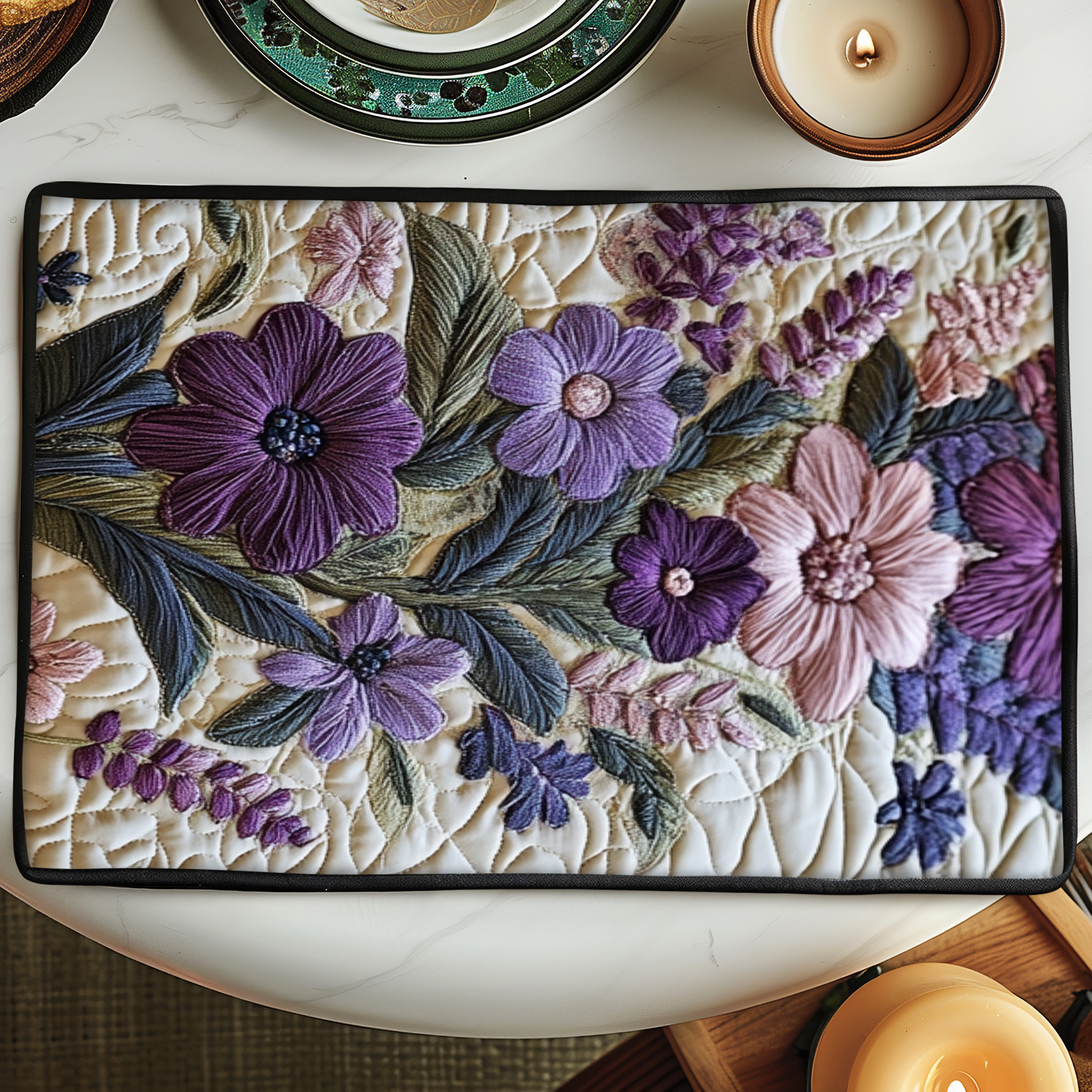 Elegant Lavender Quilted Place Mat Christmas Home Dec Best Gifts For Lavender Lovers