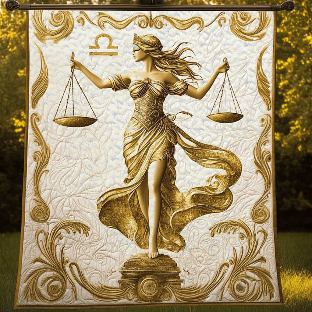 Elegant Libra Lady Quilted Blanket Best Throw Blanket Libra Themed Gifts
