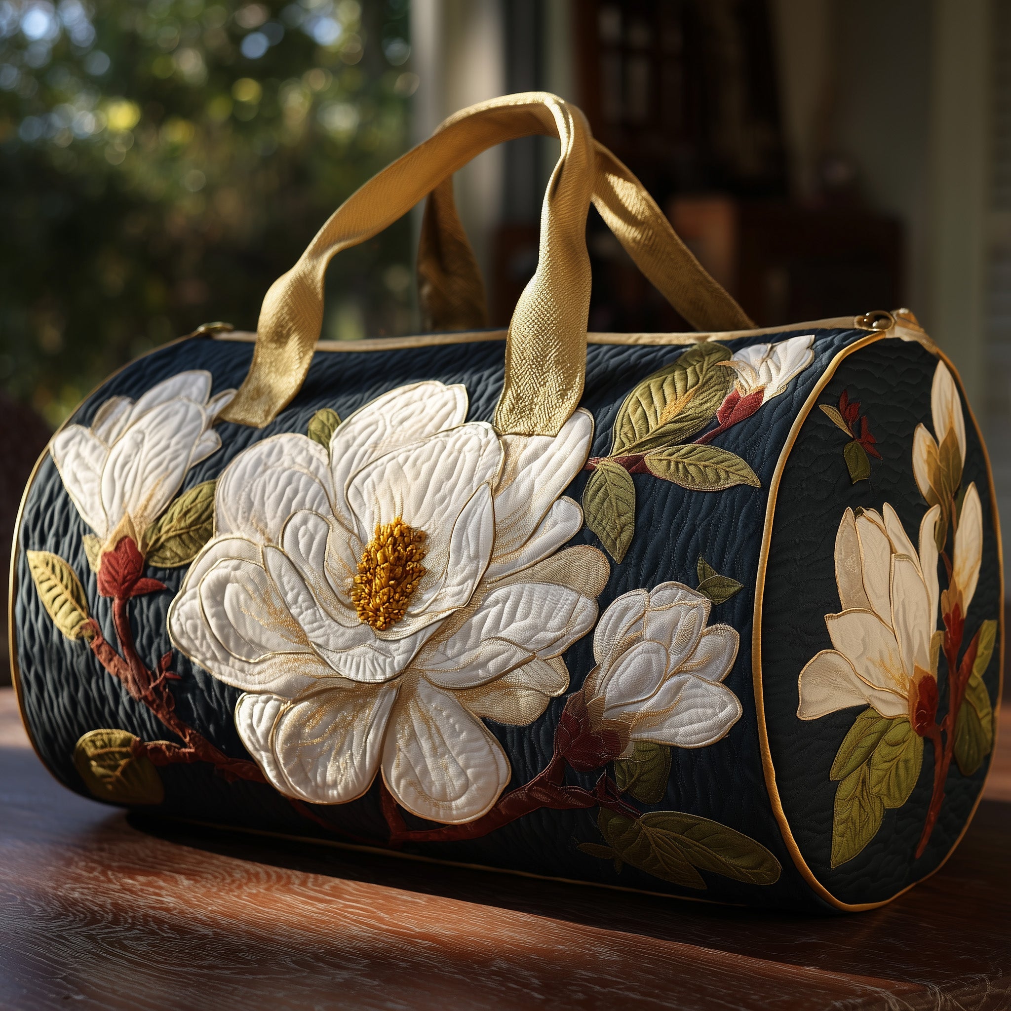 Elegant Magnolia Quilt Duffle Bag Fall Gift Choice