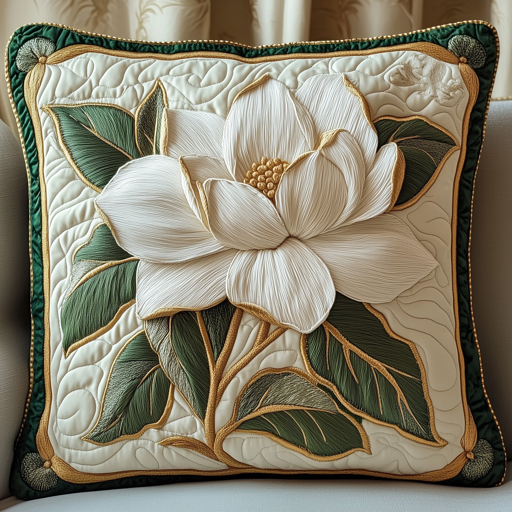 Elegant Magnolia Quilted Pillow Case Gift For Boyfriend