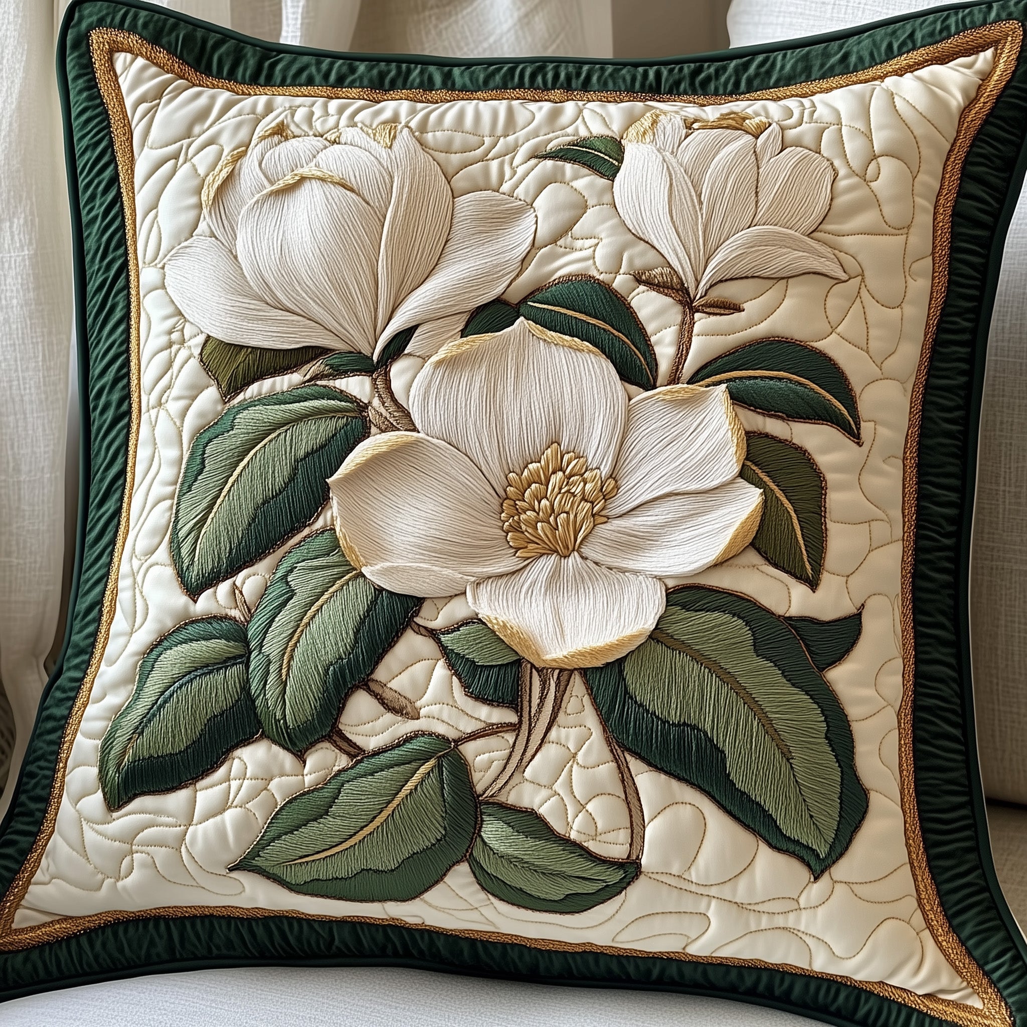Elegant Magnolia Quilted Pillow Case Gift For Dad