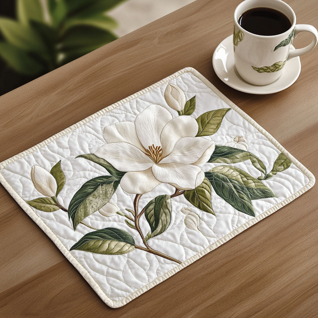 Elegant Magnolia Quilted Placemat Dining Table Decor Gifts For Flower Enthusiasts