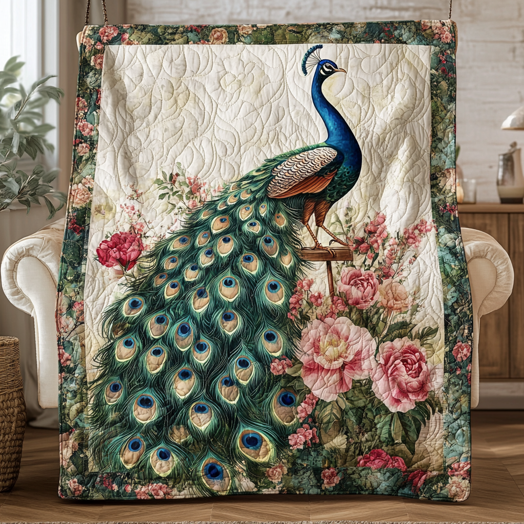 Elegant Majesty Quilted Blanket Best Throw Blanket Best Gifts For Peacock Lovers