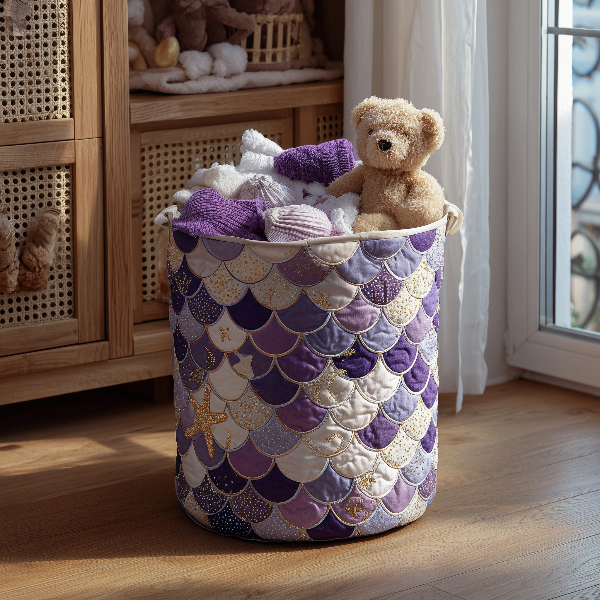 Elegant Mermaid Quilted Laundry Basket Best Mermaid Gifts
