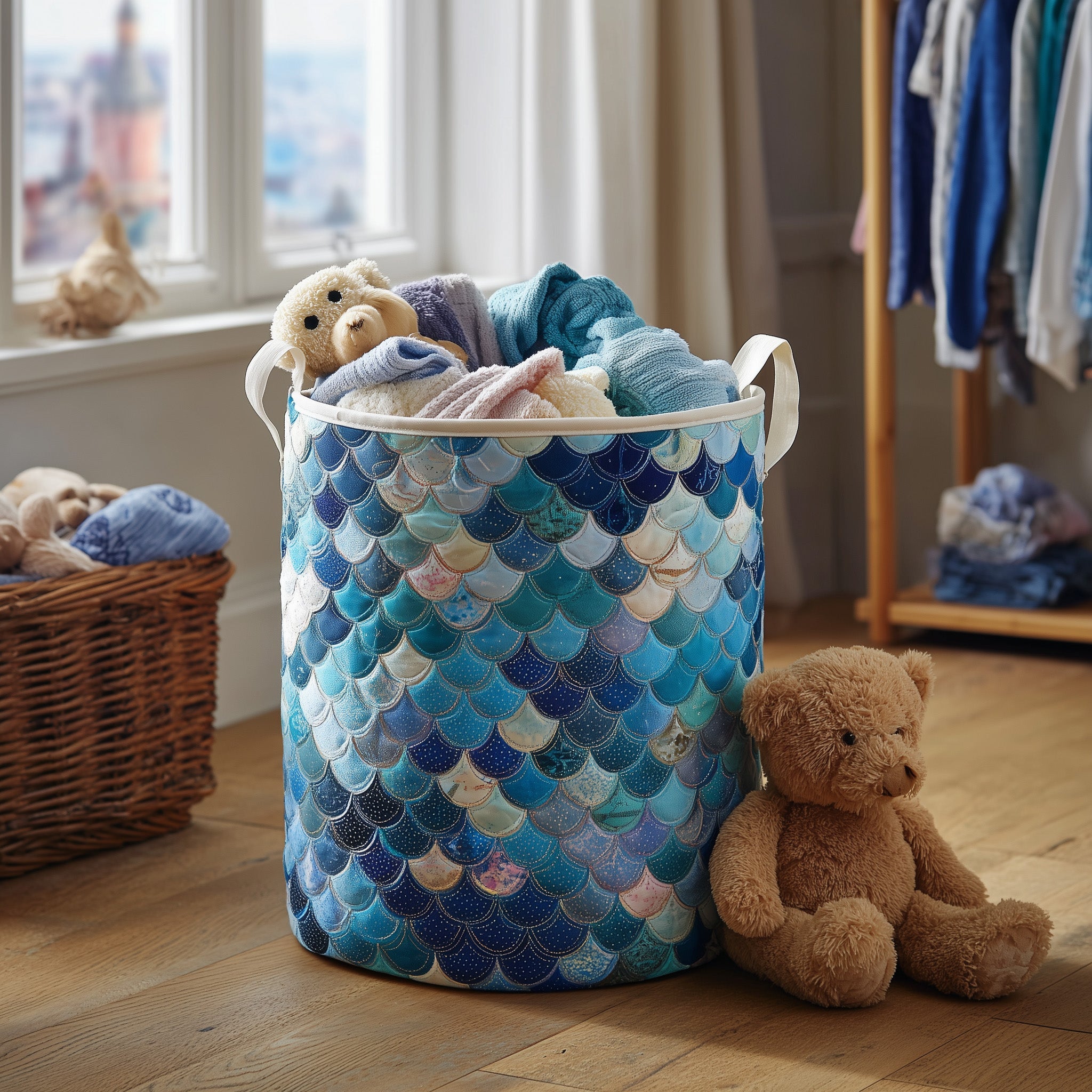 Elegant Mermaid Quilted Laundry Basket Gift For Mermaid Lover