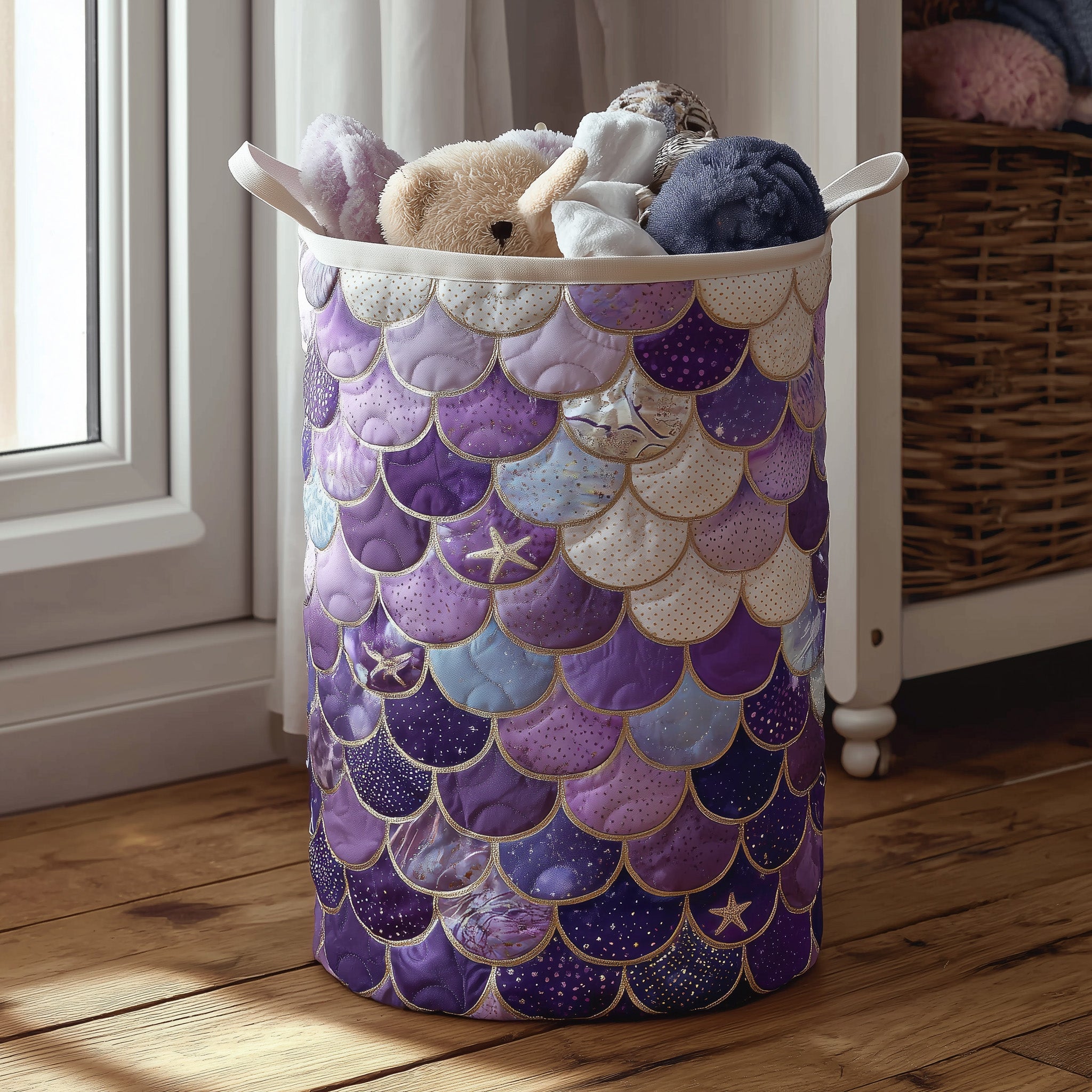 Elegant Mermaid Quilted Laundry Basket Mermaid Birthday Presents
