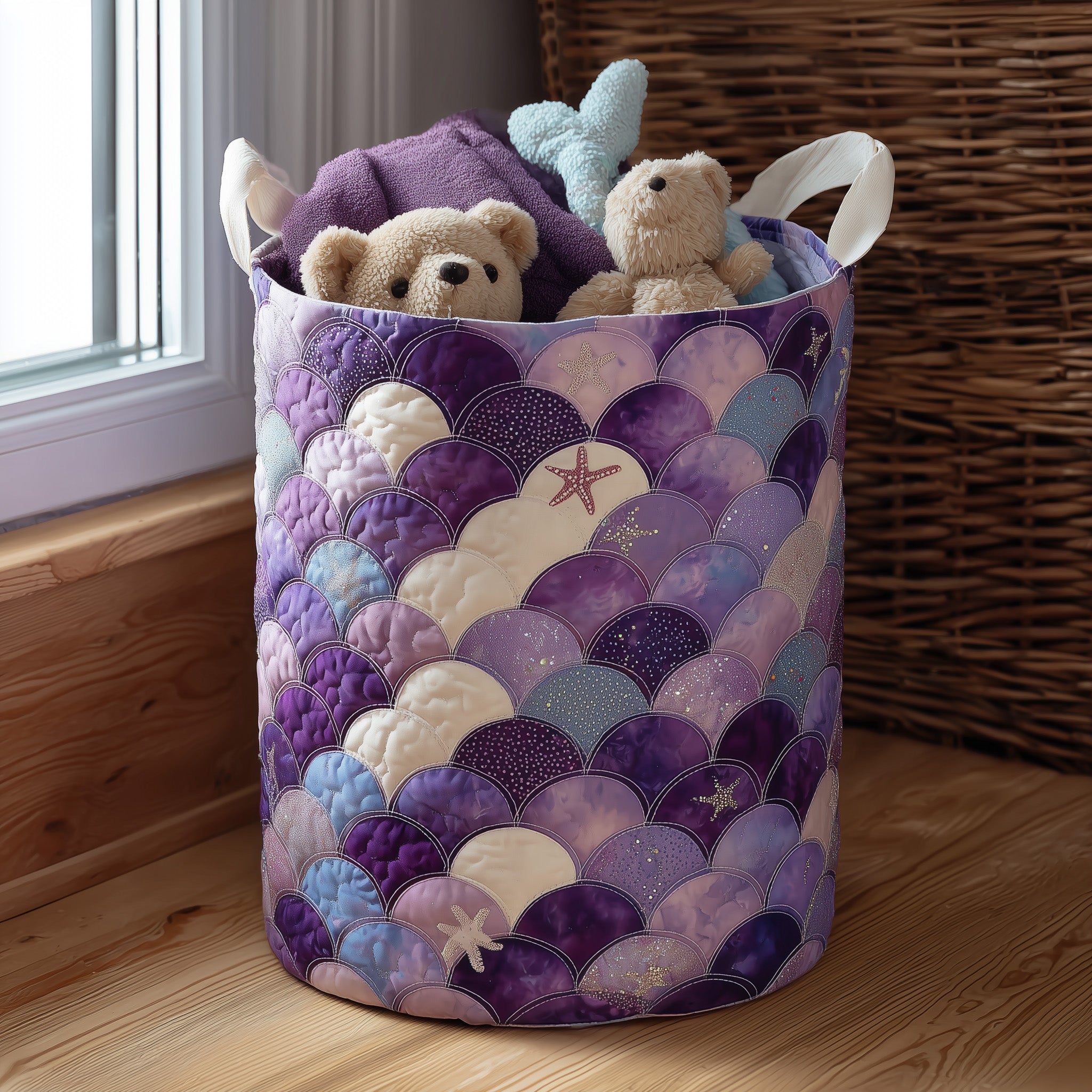 Elegant Mermaid Quilted Laundry Basket Mermaid Theme Gifts