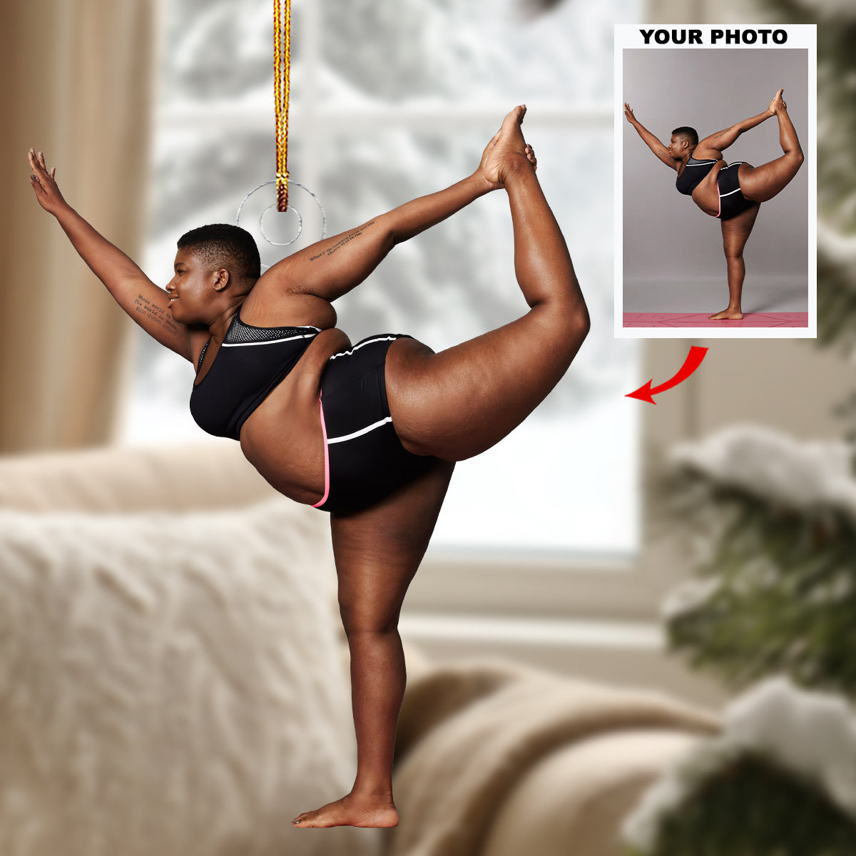 Elegant Motion Personalized Photo Mica Ornament Christmas Gift For Yoga Members Sport
