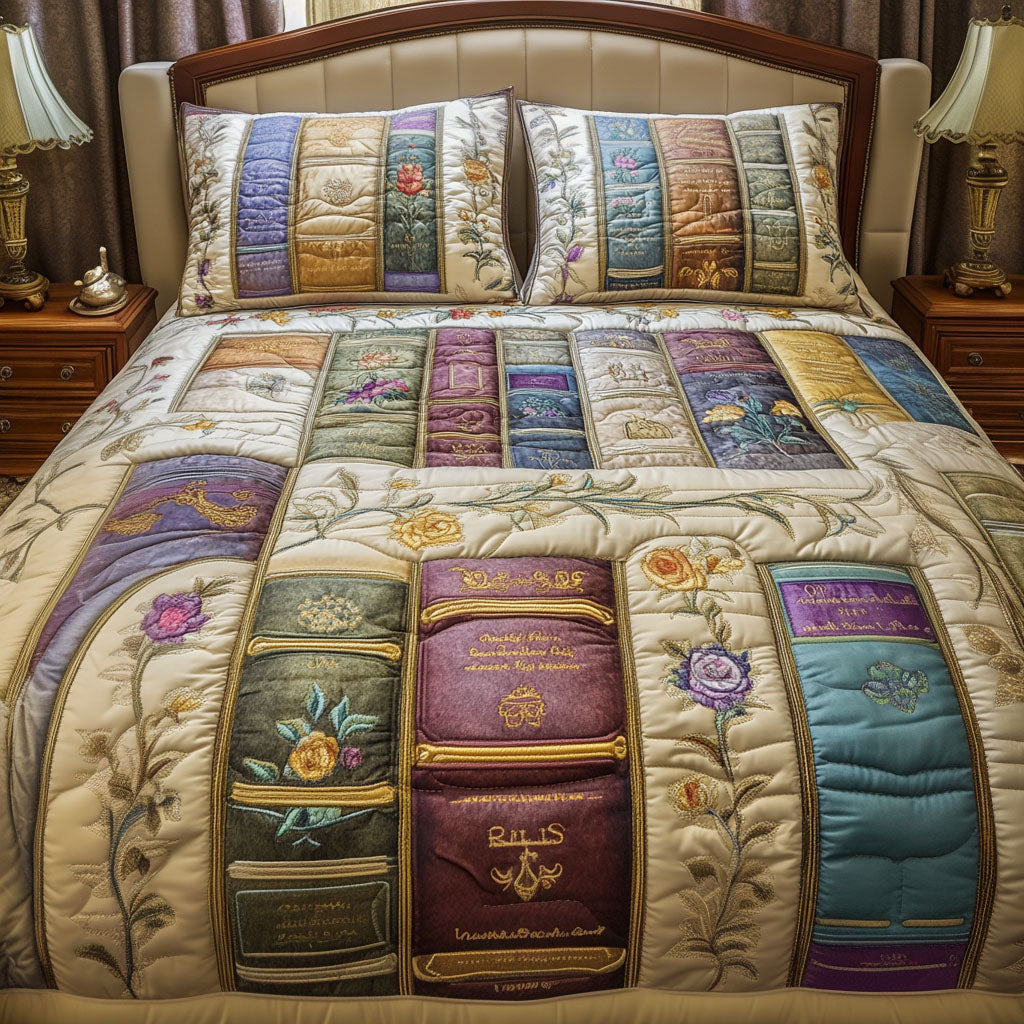 Elegant Pages Quilted Bedding Set Cool Bedroom Decor Awesome Gifts For Book Lovers