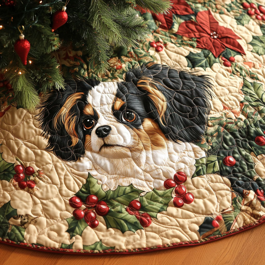 Elegant Papillon Delight Quilted Christmas Tree Skirt Luxury Christmas Tree Skirt for Elegant Homes