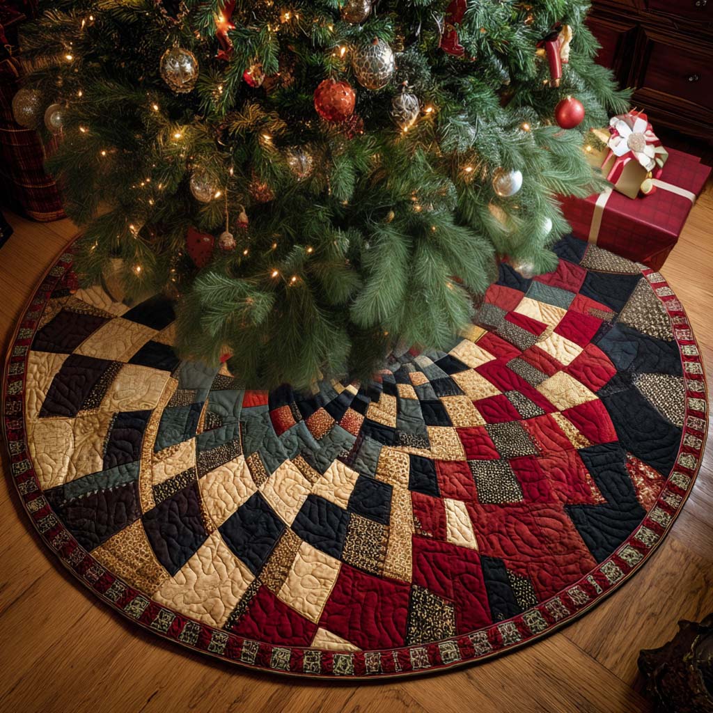 Elegant Patchwork Christmas Quilted Tree Skirt Meaningful Christmas Gift to Warm the Heart