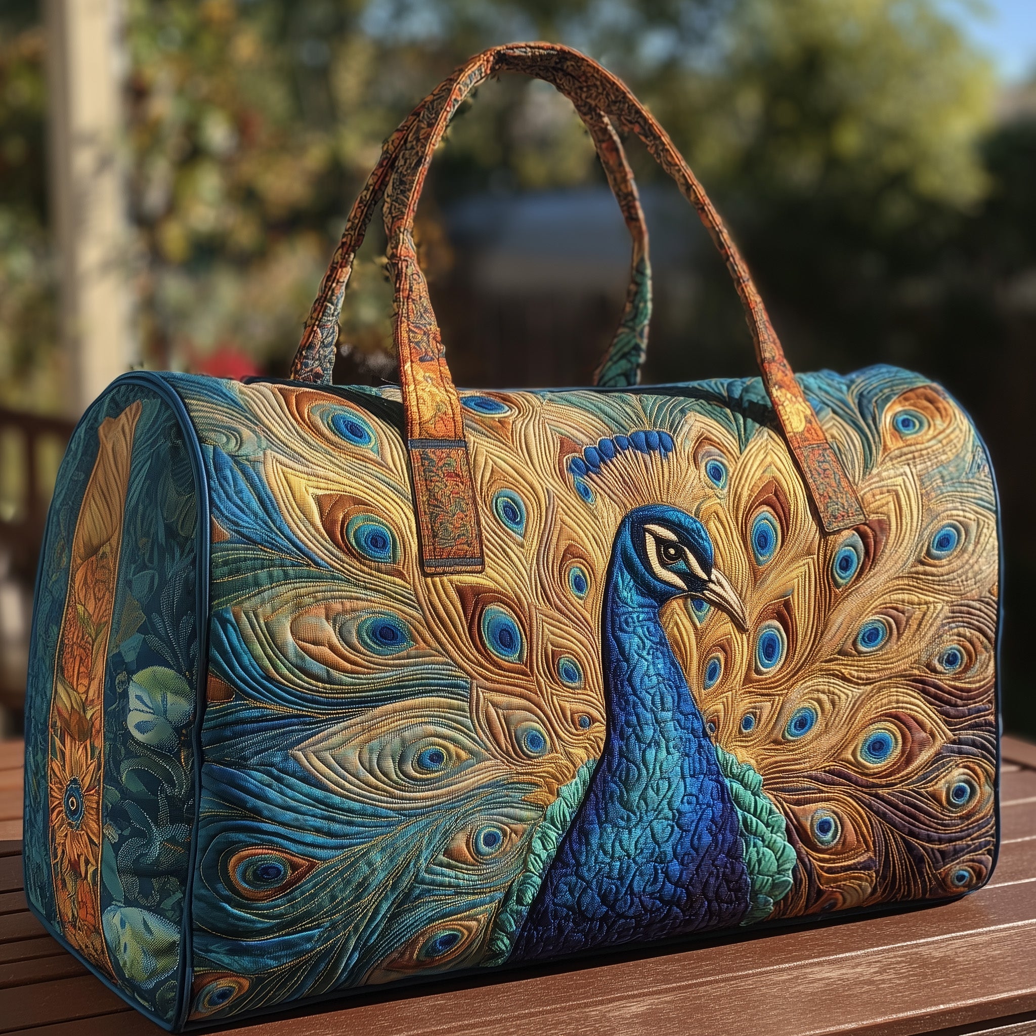 Elegant Peacock Quilted Duffle Bag Gift For Friends