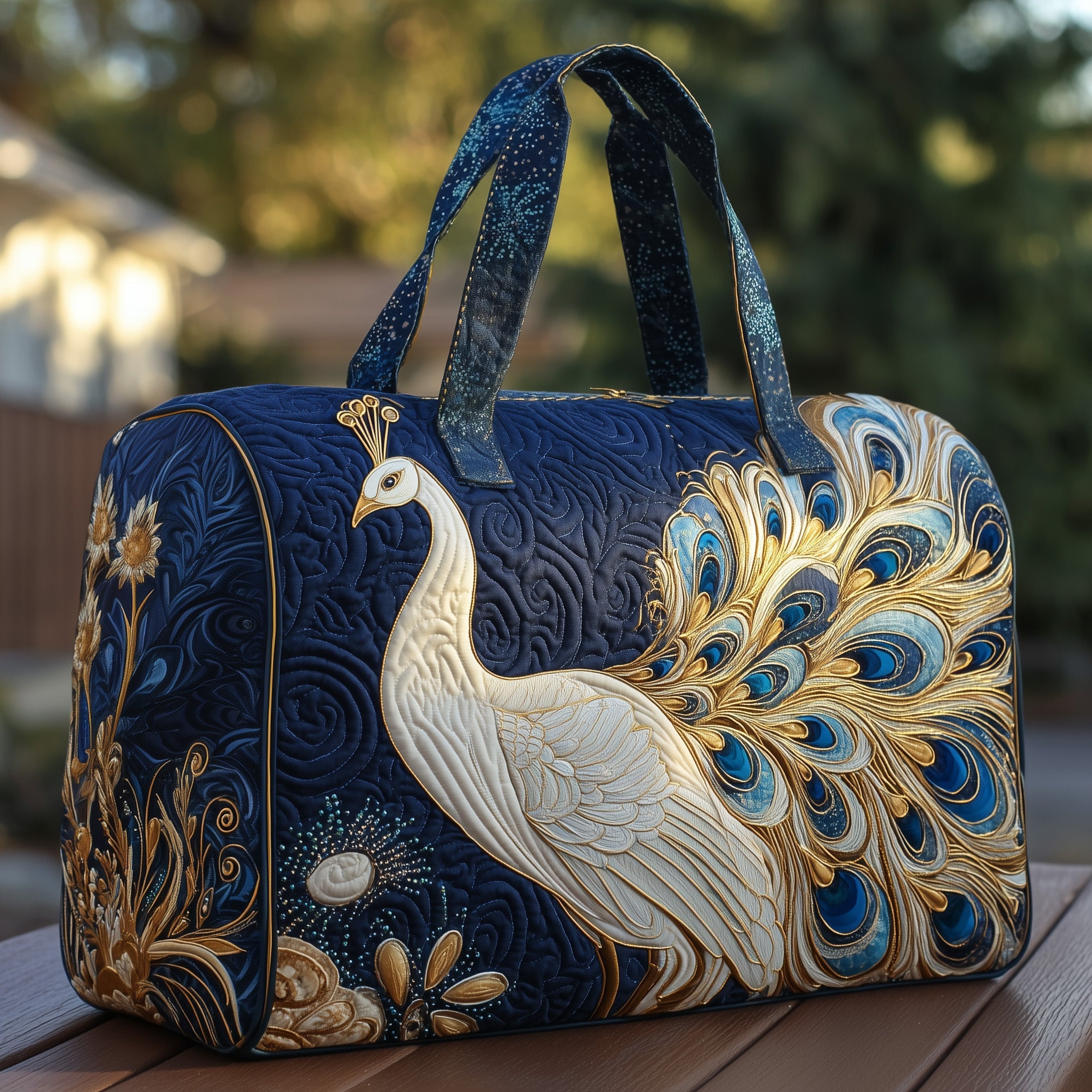 Elegant Peacock Quilted Duffle Bag Gift For Kids