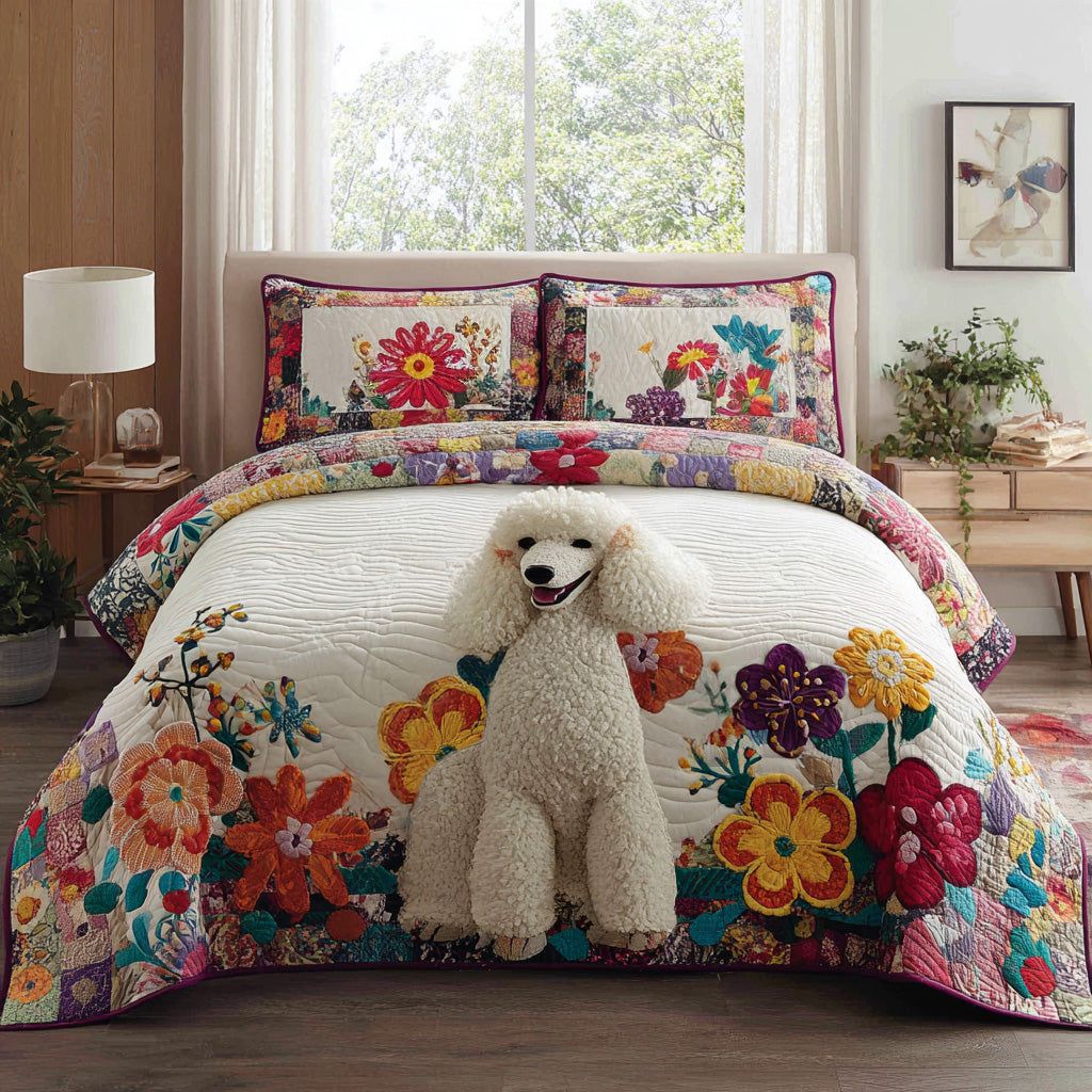 Elegant Poodle Quilted Bedding Set Bedroom Decorations Poodle Related Gifts