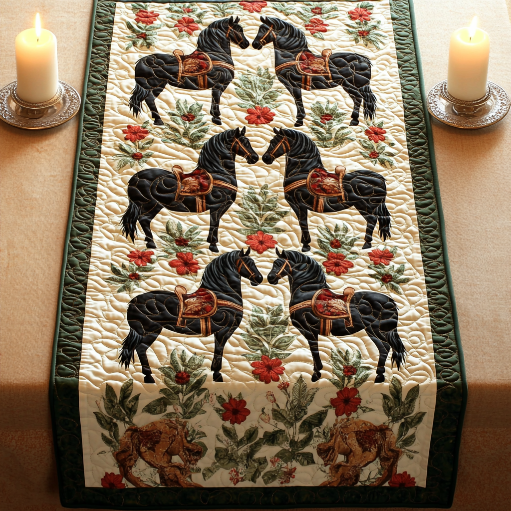 Elegant Rider Quilted Table Runner Kitchen Decor Horse Christmas Presents