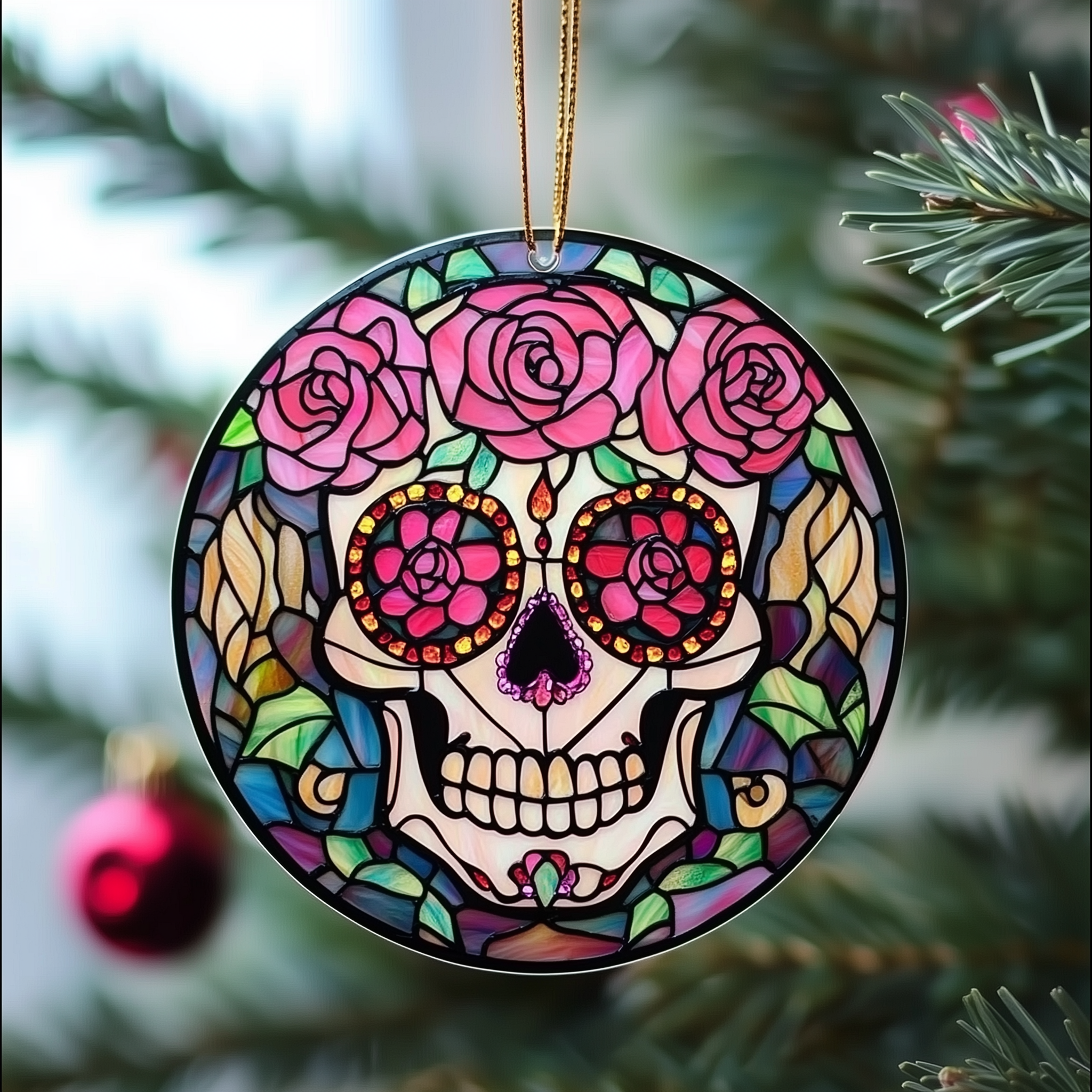 Elegant Skull Acrylic Suncatcher Ornament Christmas Ornament for Dad